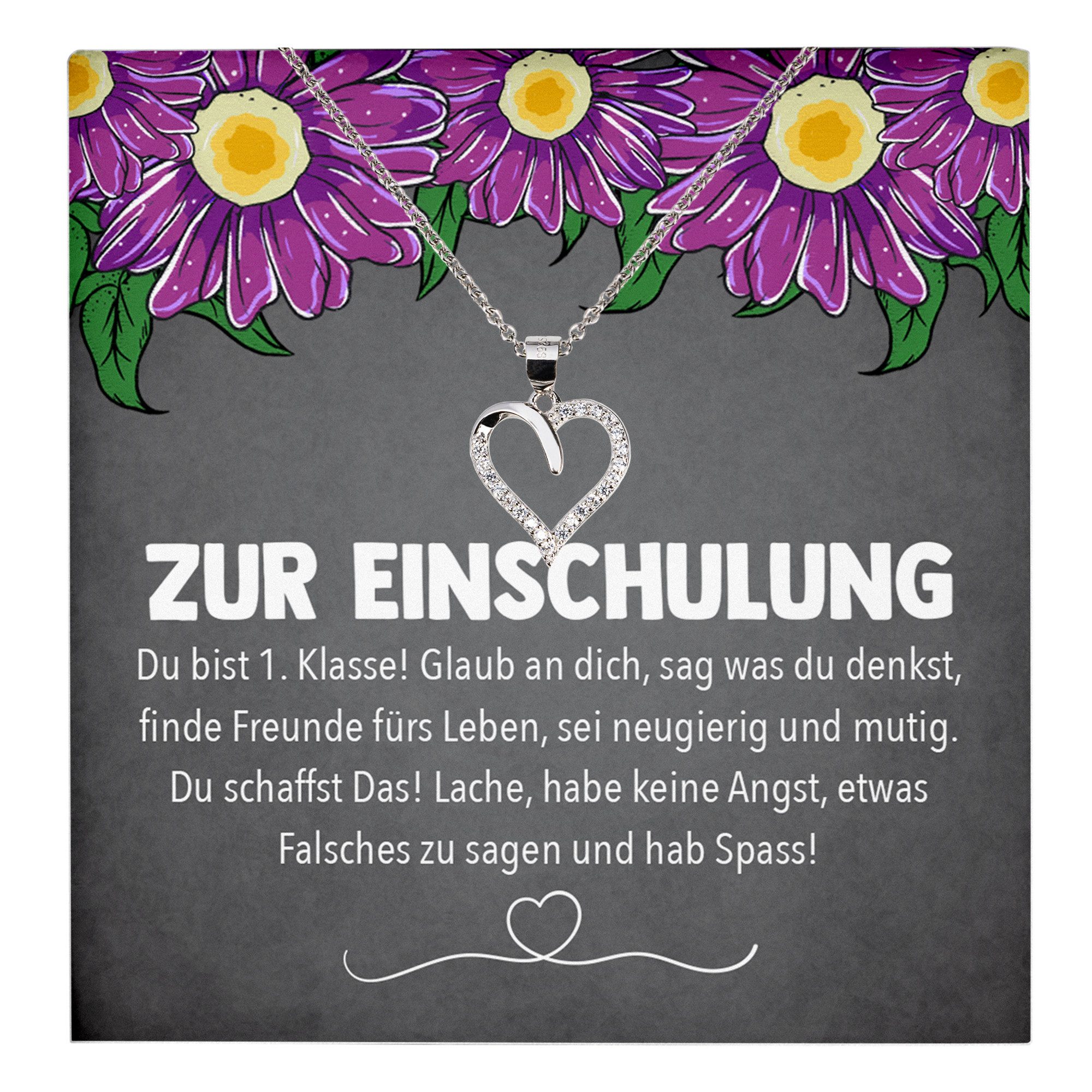 22Feels Schmuckset Einschulung Geschenk Mädchen Schmuck 1.Klasse Schulanfang Halskette Ka (inkl. Geschenktasche, Karte(n), Poliertuch, Beutel), Echt-Silber 925/000, Karte Made In Germany