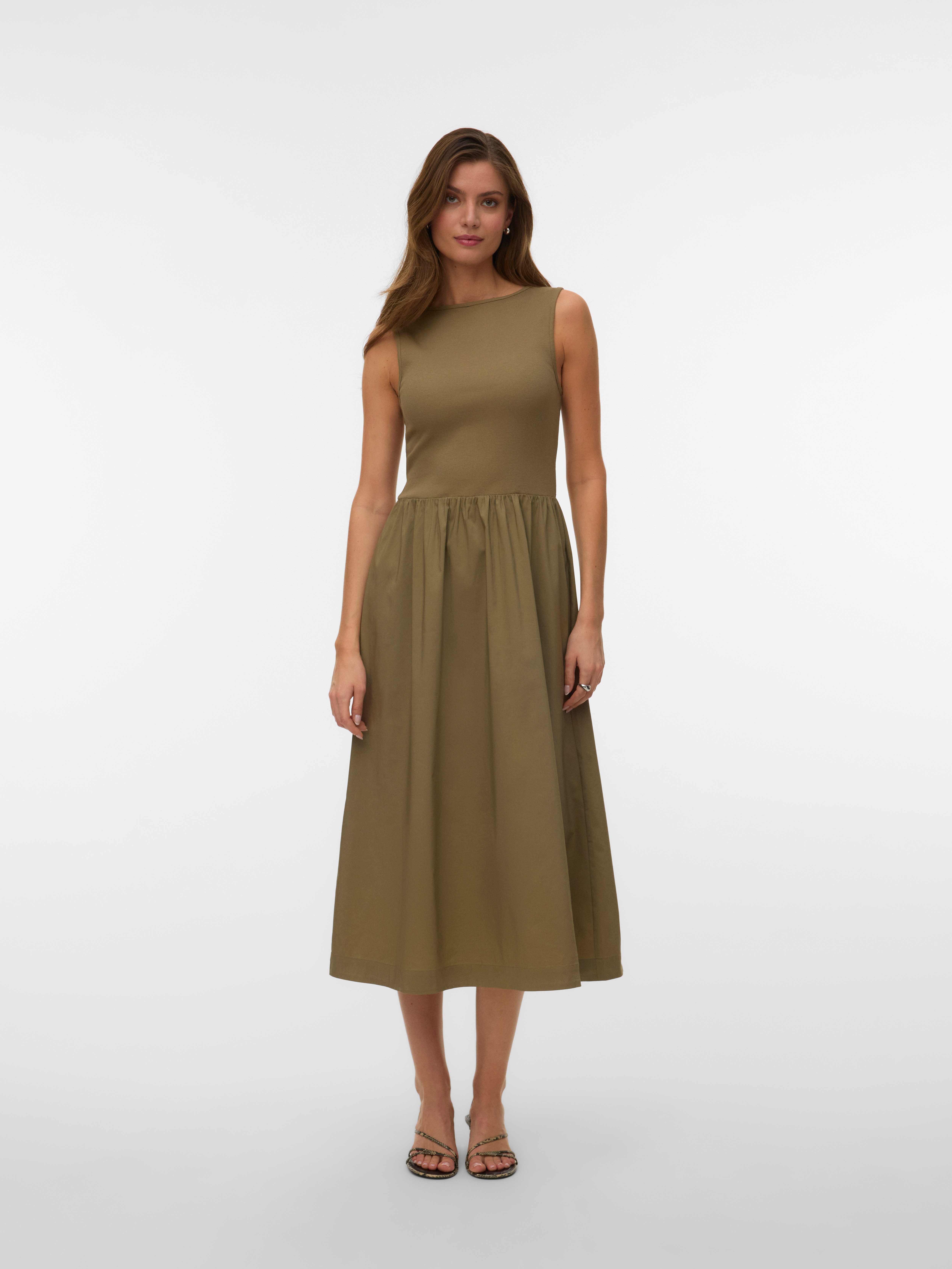 Vero Moda Maxikleid VMVIDA SL 7/8 DRESS WVN NOOS Baumwollmischung