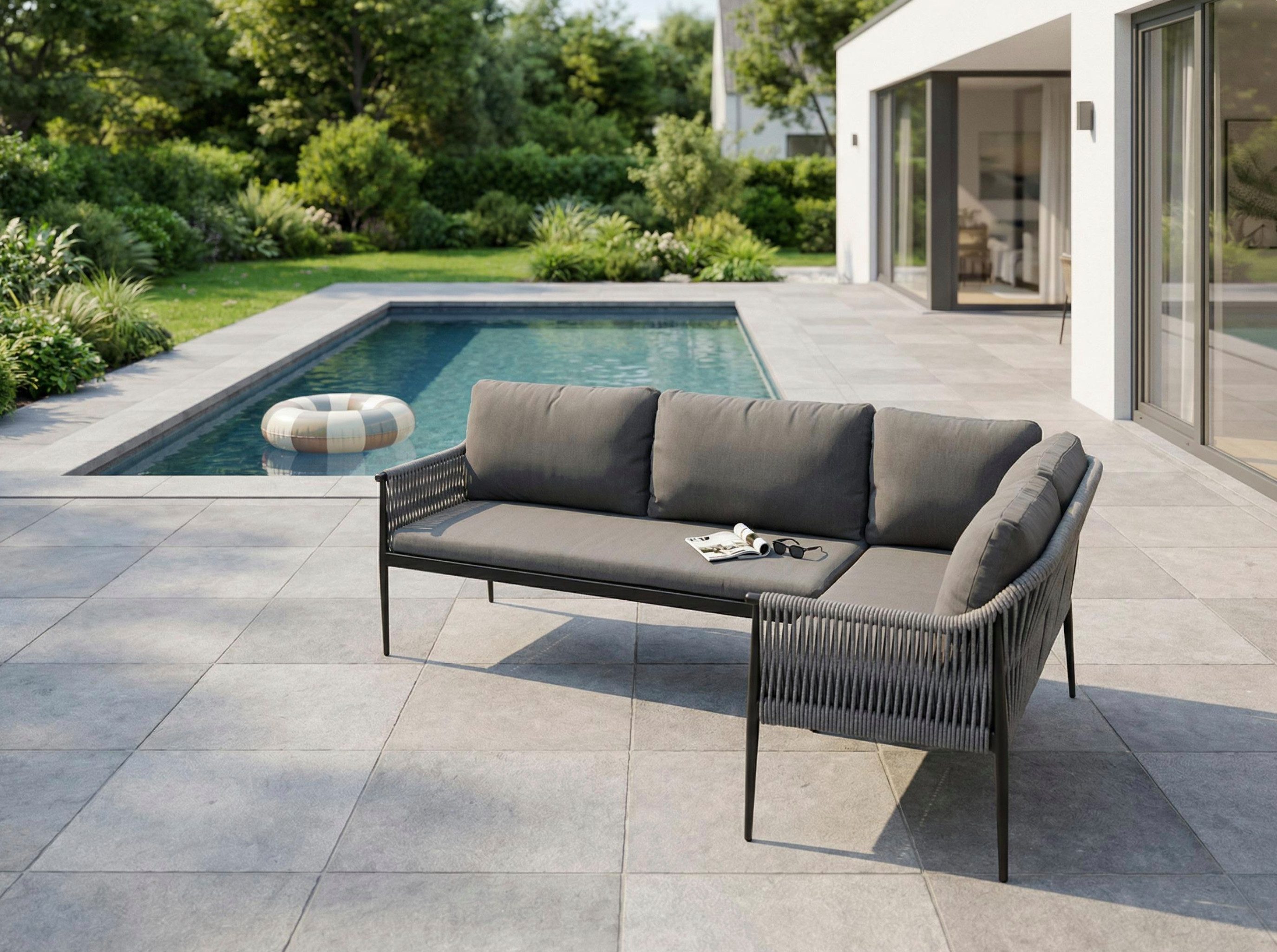 LC Garden Gartenlounge-Set Dining Lounge »Bari« Anthrazit Rope Gartenlounge inkl. Kissen, (2-tlg)