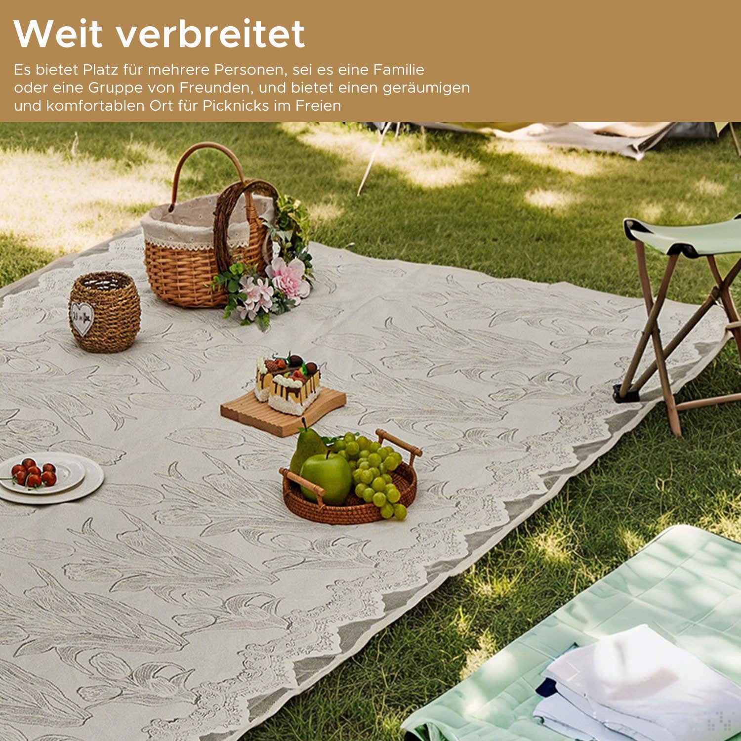 Picknickdecke Picknickmatte für den Außenbereich, hohle Campingdecke aus Spitze, Refttenw