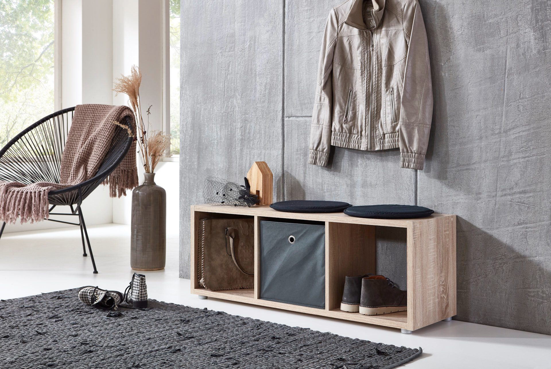 BMG Möbel Sitzbank NIZZA (Garderobenbank mit 3 Fächern), Made in Germany günstig online kaufen