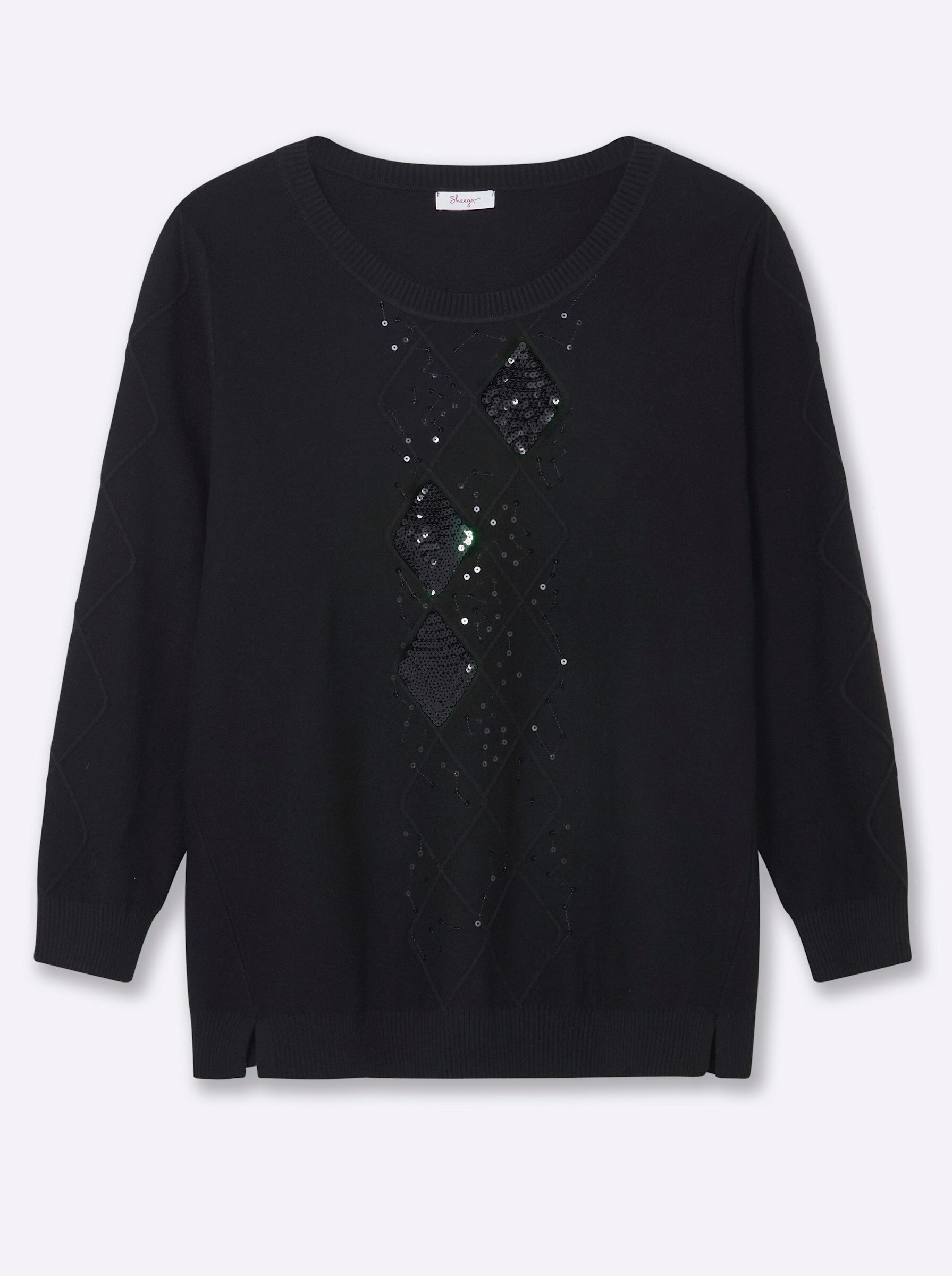 Sheego Strickpullover Pullover Langarm Links-Strick, Mustermix gestrickt