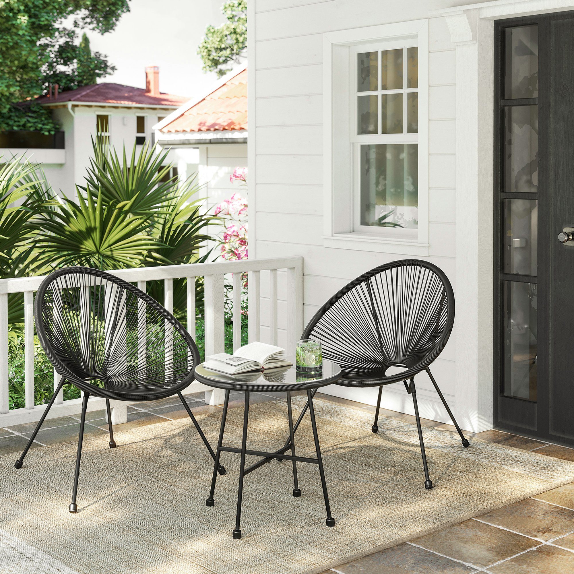 SONGMICS Gartenlounge-Set, (3-tlg., 1 Tisch, 2 günstig online kaufen