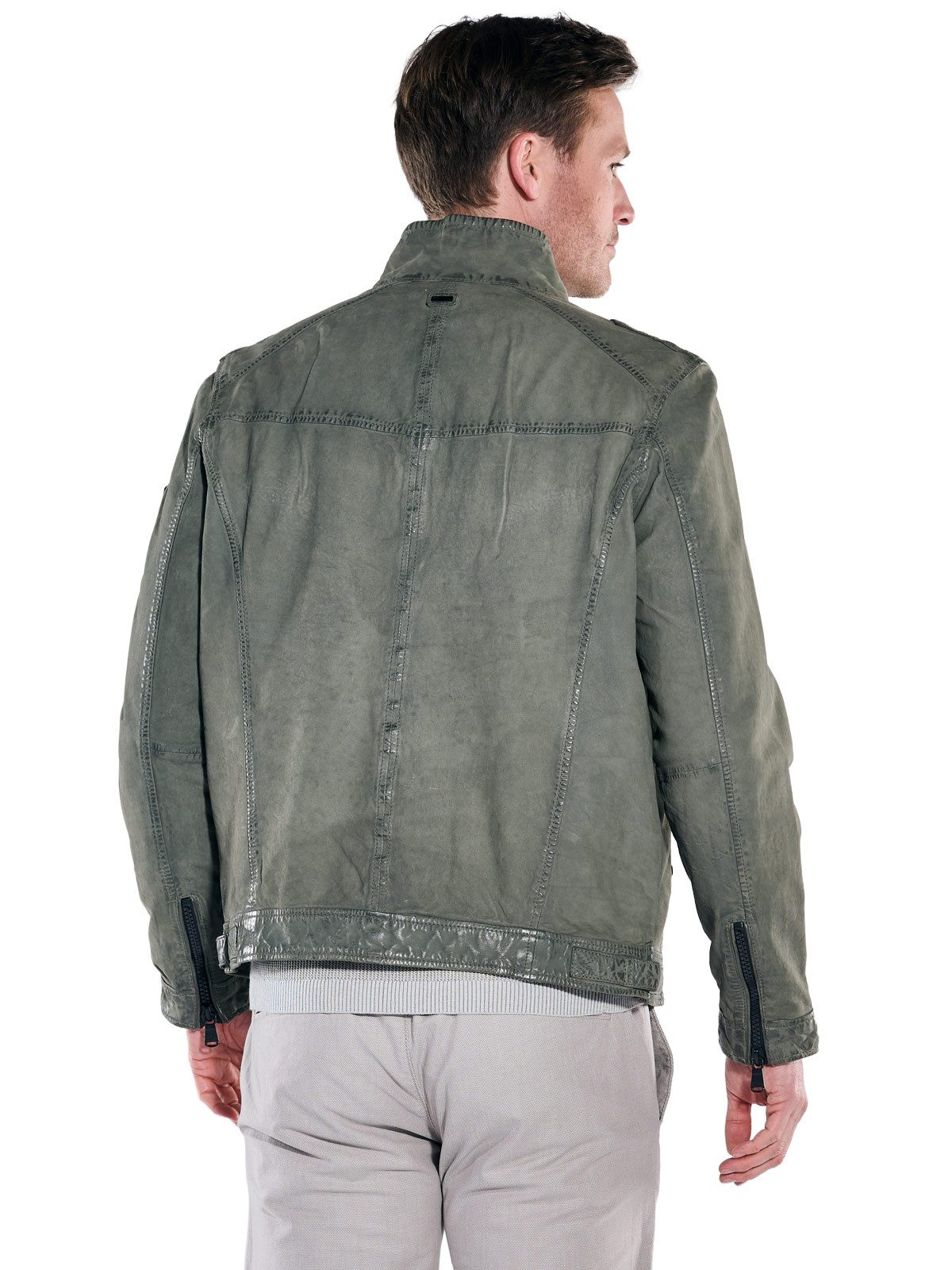 Engbers Lederjacke Herren Lederjacke mit Stehkragen, Gruen günstig online kaufen