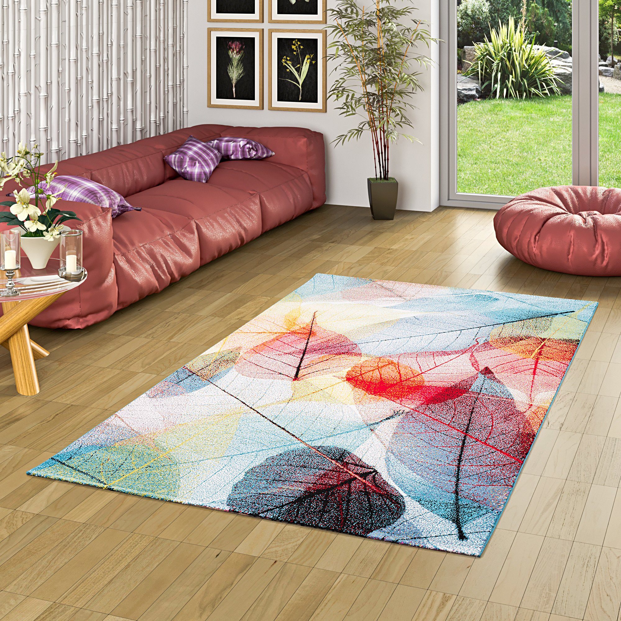 Pergamon Designteppich Designer Teppich Faro Tropical Blätter, Rechteckig, Höhe: 11 mm