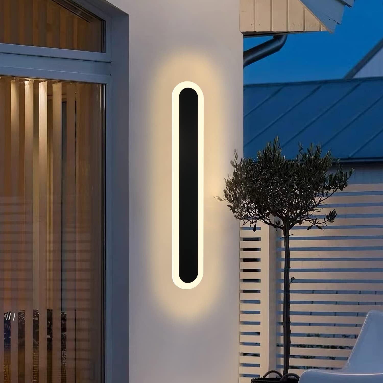 ZMH LED Außen-Wandleuchte Schwarz 3000K Wandbeleuchtung 26W Modern Außen für Hauswand, Augenschutz, Einfache Installtion, LED fest integriert, Warmweiß, 3000K, LED Außen-Wandleuchte Schwarz
