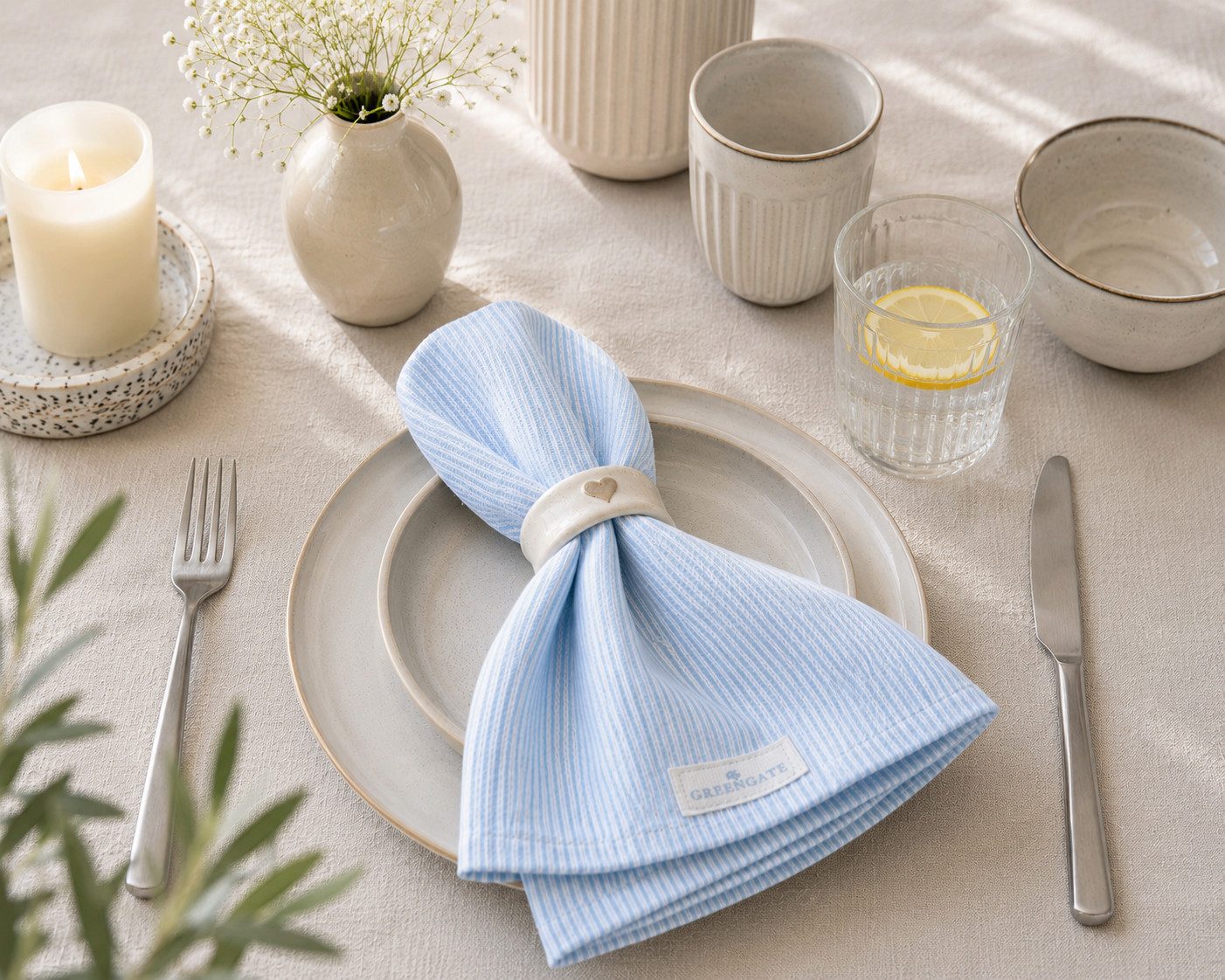 Greengate Stoffserviette GreenGate Stoffserviette Alicia hellblau