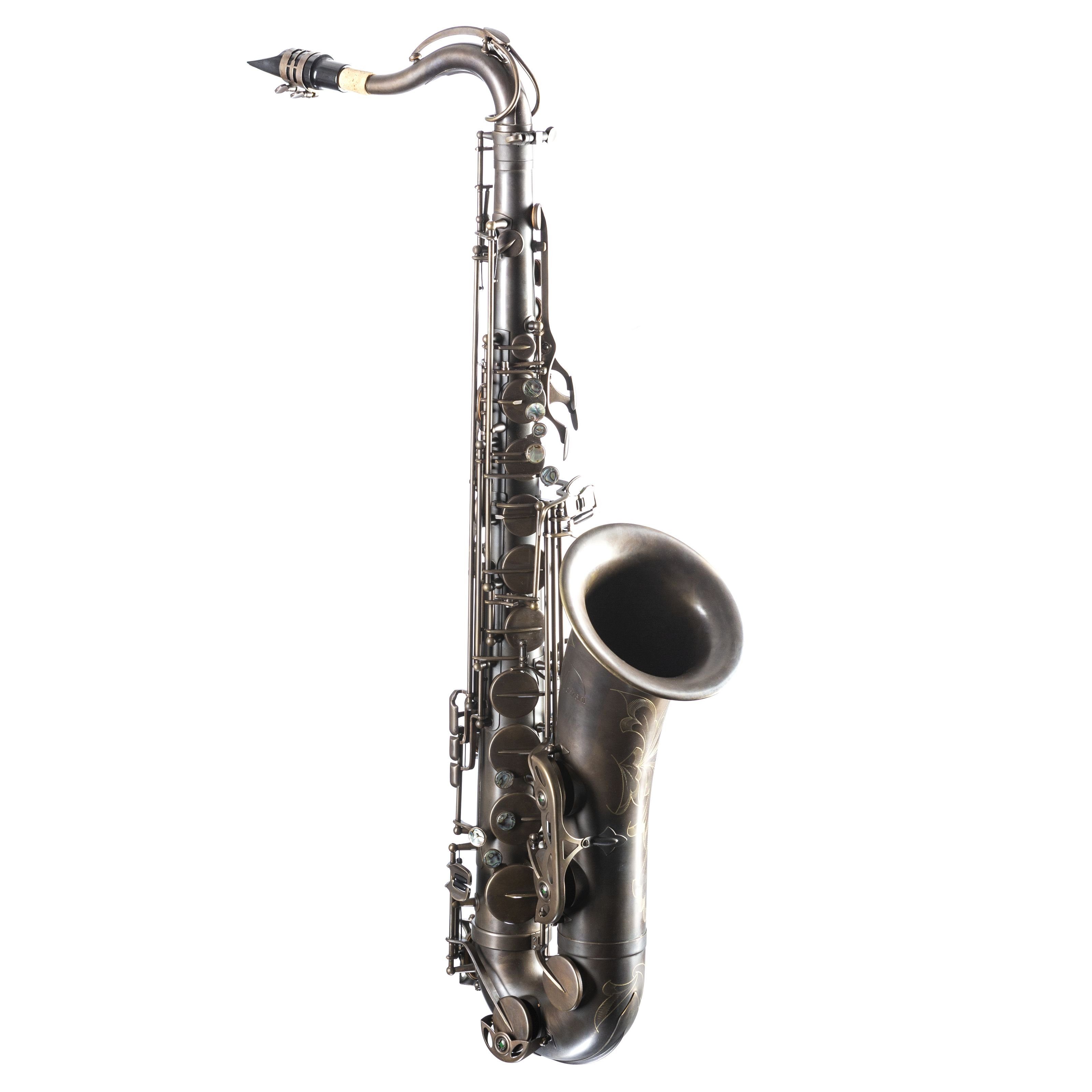 Monzani Saxophon, MZTS-580 Tenor-Saxophon, Unlackiert, Messingkorpus, Handgraviert, Vintage Sound, Inklusive Mundstück, Wischer, Koffer, Gurt, Ideal für Profis und Anfänger, Tenor-Saxophon, Messingkorpus, Handgraviert