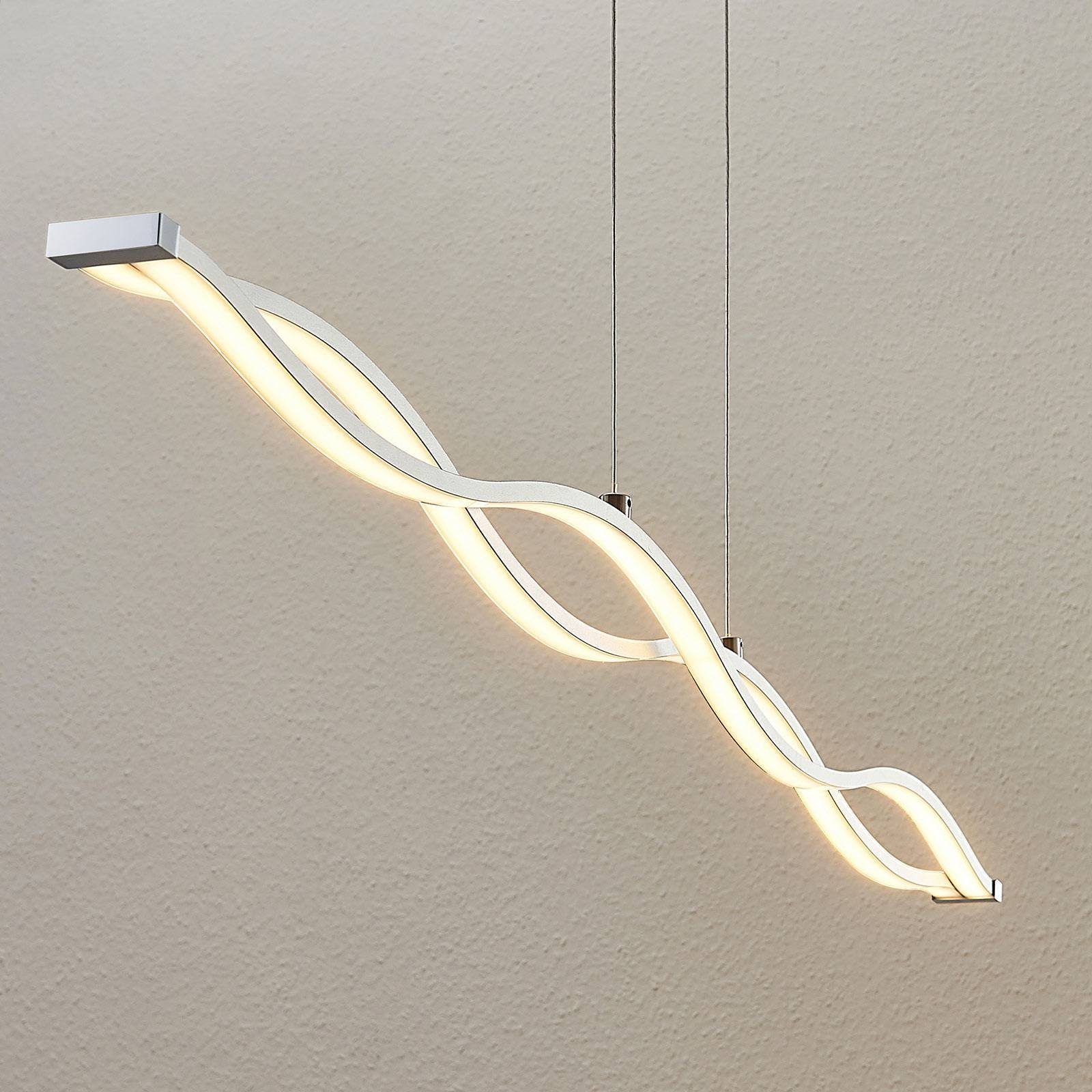 Lucande LED-Hängeleuchte Roan, dimmbar, LED-Leuchtmittel silber, weiß, inkl. Edelstahl, Aluminium, warmweiß, Modern, Acryl, chrom, verbaut, fest