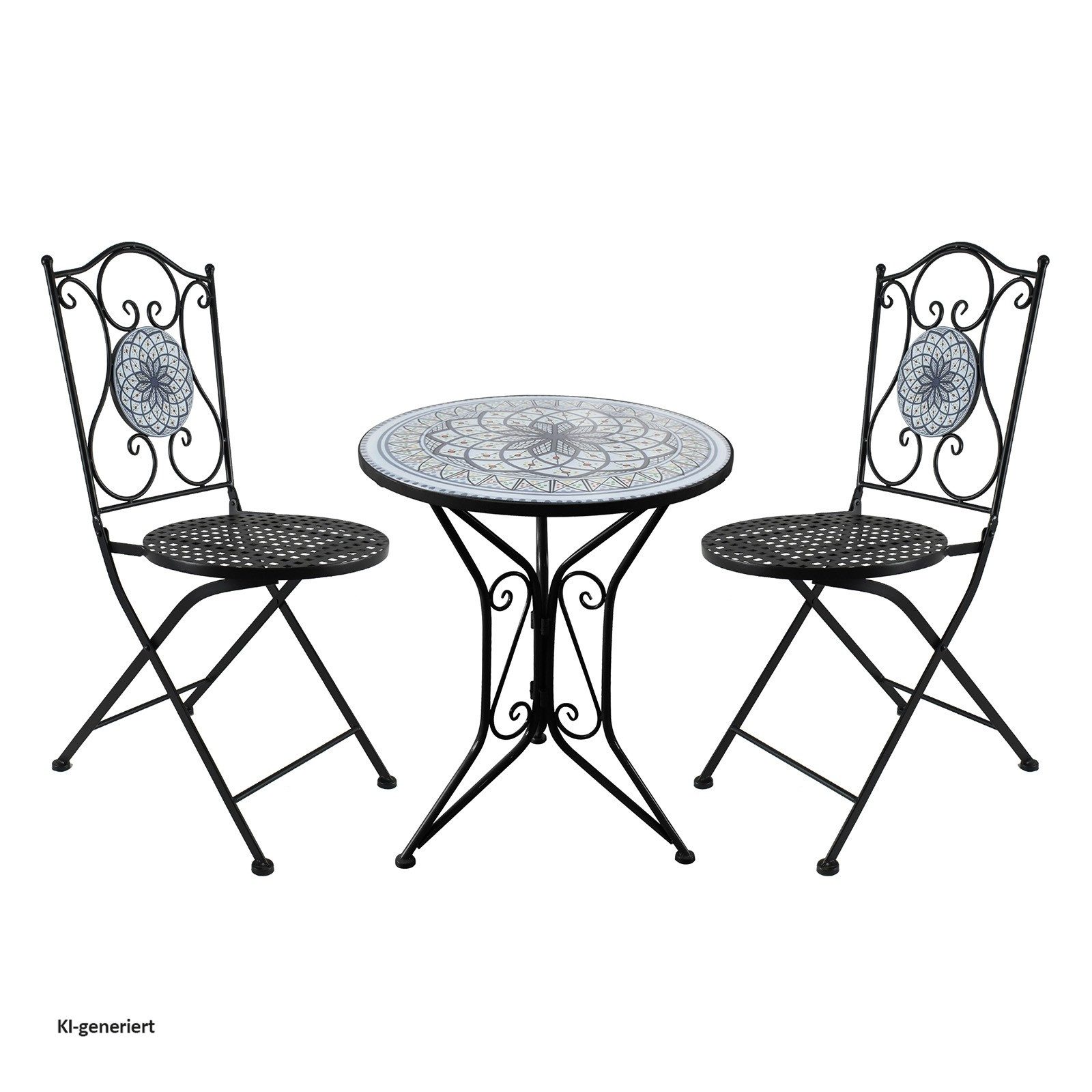 HTI-Living Garten-Essgruppe Sitzgruppe Metall Bistro Set mit Motiv Byzanz für Balkon und Terrasse, (Set, 3-tlg., 1 Tisch 2 Stühle), Sitzgruppe Essgruppe Balkons – Bild 2 von 5