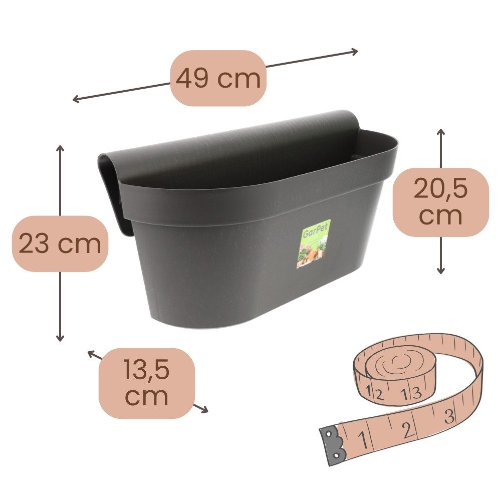GarPet Balkonkasten 4er Set Geländerkasten Balkon mit Wasserspeicher Blumen günstig online kaufen