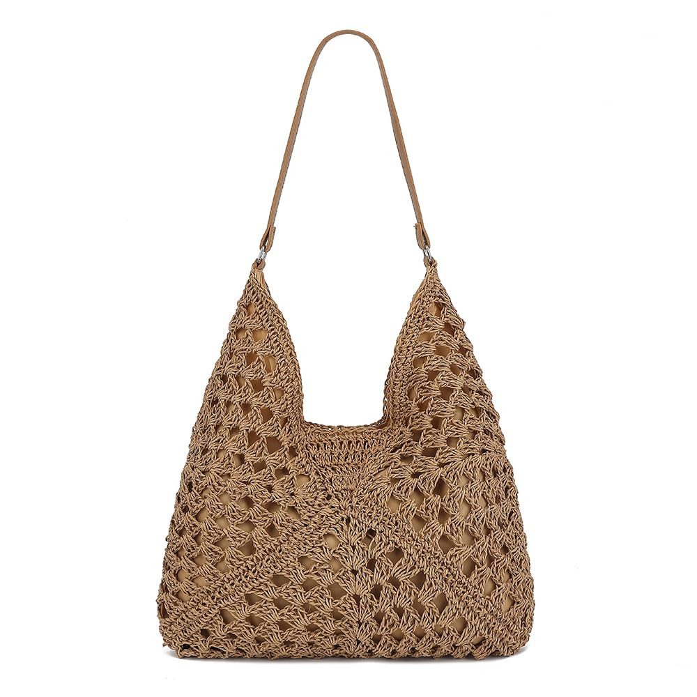 Zaewry Strandtasche Damen, Sommer Handtasche, Strohtaschen, Stilvoll Korbtaschen, Basttaschen, Boho Shopper Tasche, Schultertasche Umhängetasche