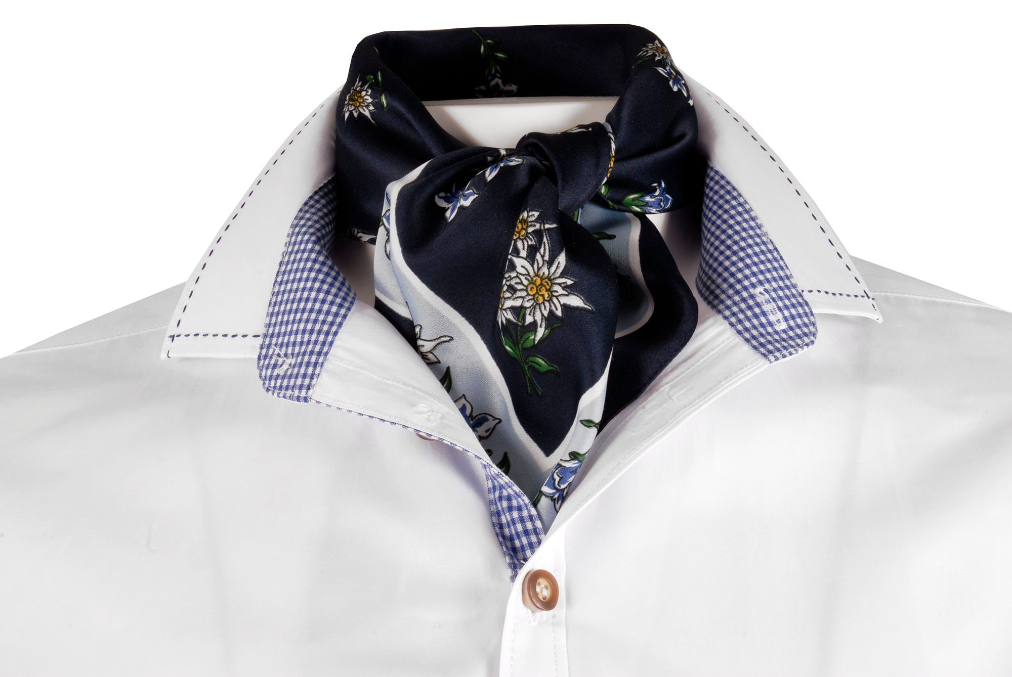 Moschen-Bayern Trachtenhemd Trachtenhemd SLIM FIT Herren Wiesn-Hemd Herrenhemd Langarm Weiß-Blau Slim fit Hemd mit Vichy-Karo