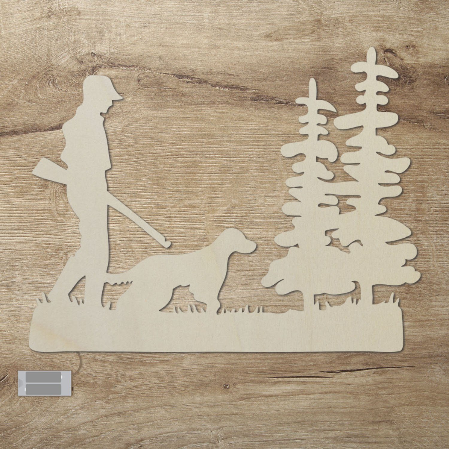 Namofactur LED Dekolicht LED Wandlampe Jagd Jäger Holz Wand Deko Lampe I Wa günstig online kaufen