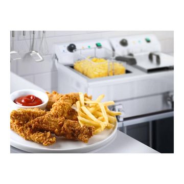 Royal Catering Fritteuse Doppel Elektro-Fritteuse - 2 x 16 Liter mit Ablasshahn