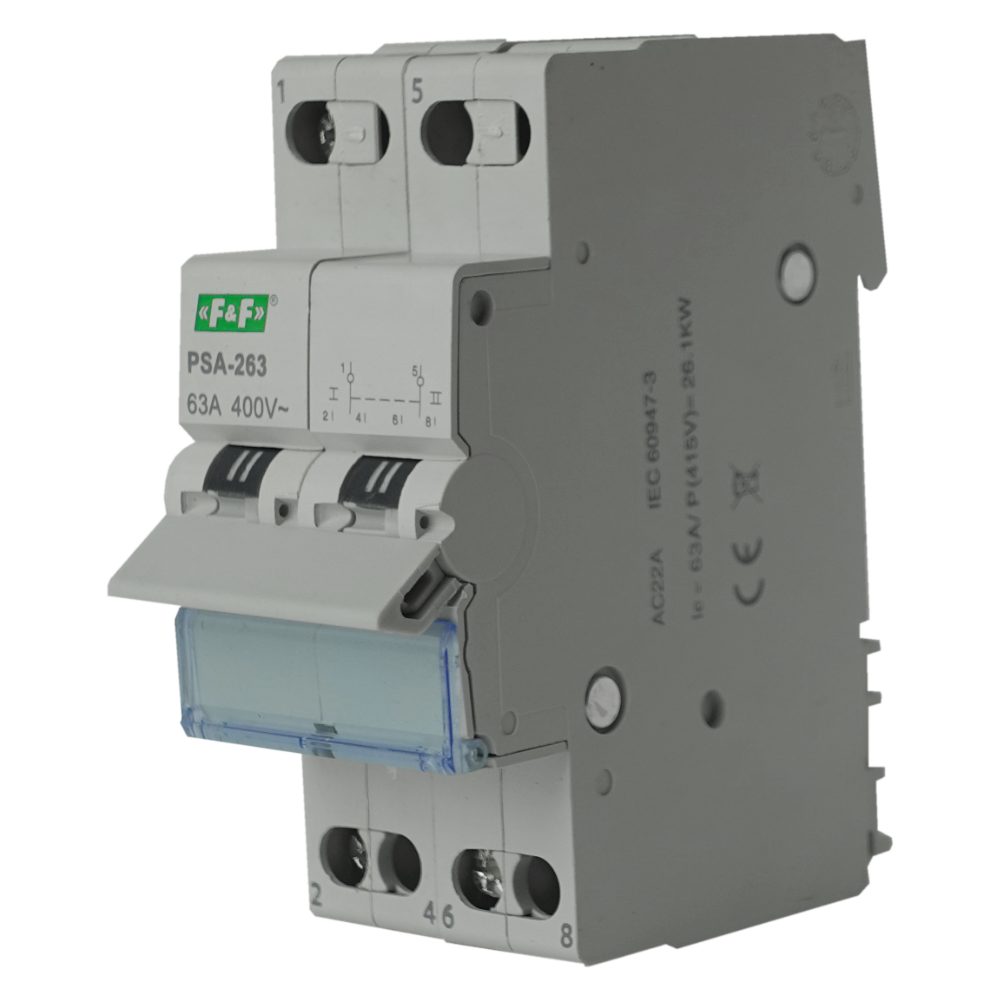 F&F Netzumschalter Umschalter Netz Aggregat 1-0-2 63A 2-polig PSA-263 Netzteil