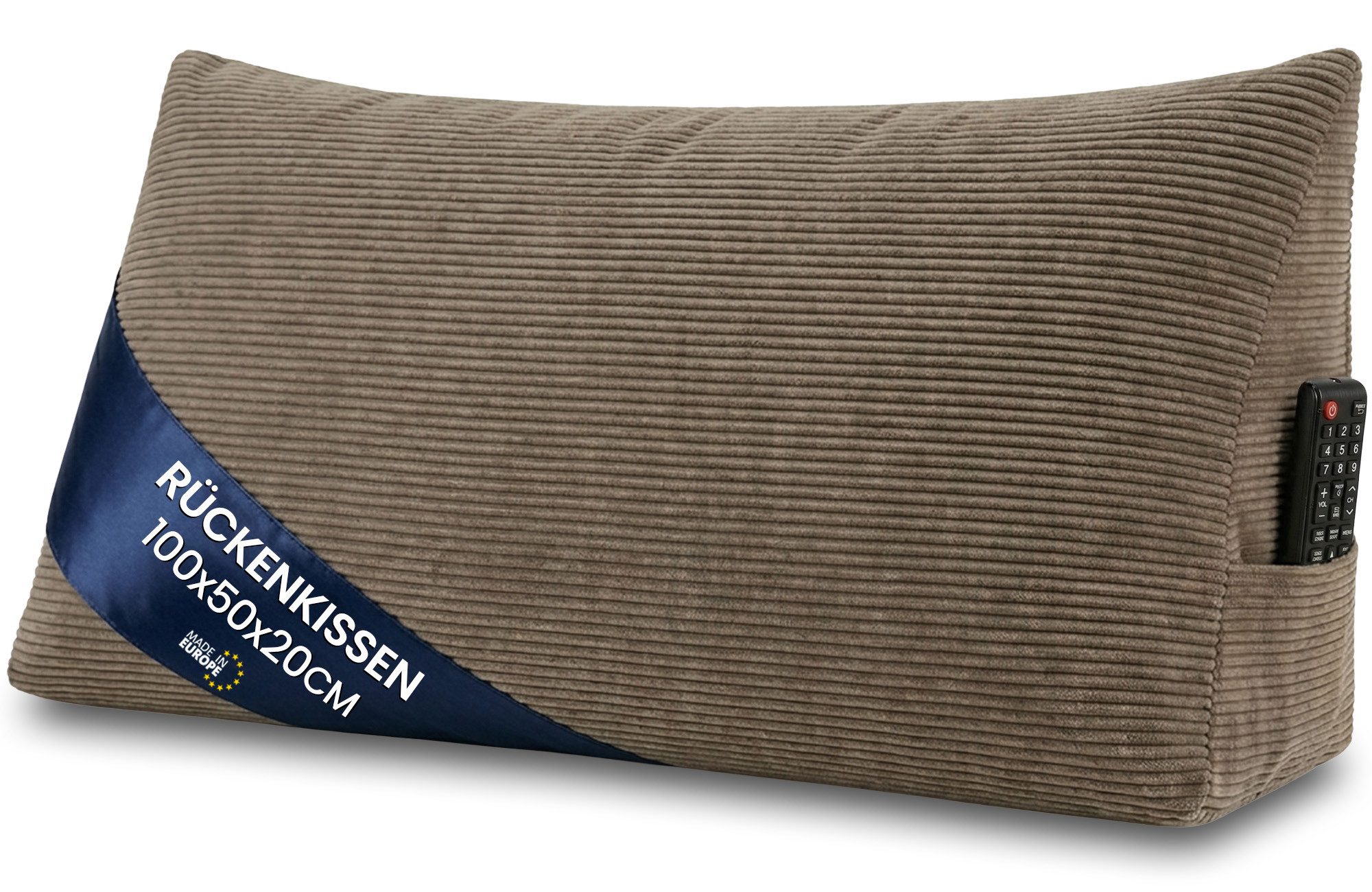 Amazinggirl Rückenkissen Keilkissen Cord Kissen 70x40 cm - Lesekissen für Bett Sofa und Couch