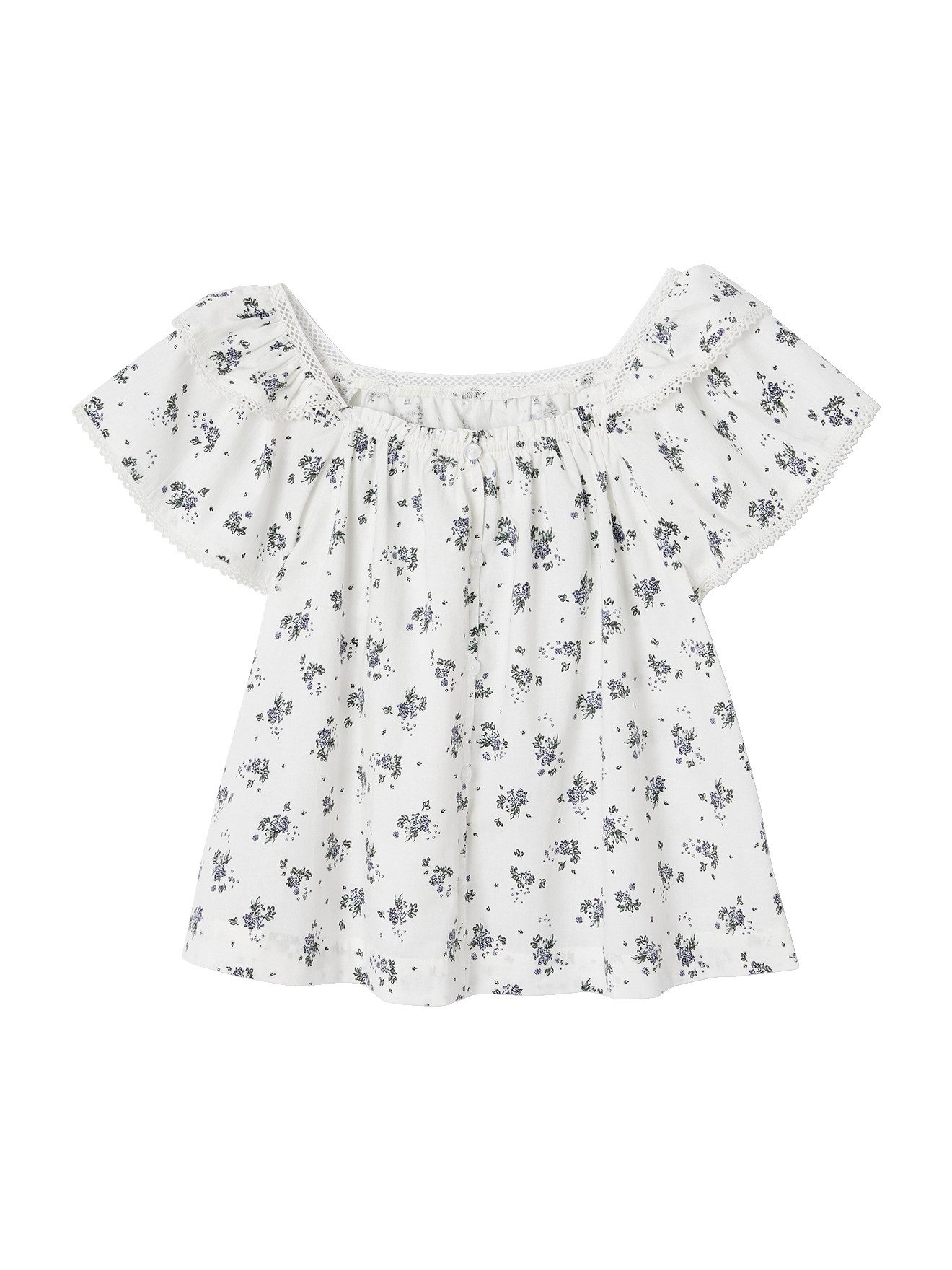 vertbaudet Kurzarmbluse Mädchen Bluse mit Blumenmuster