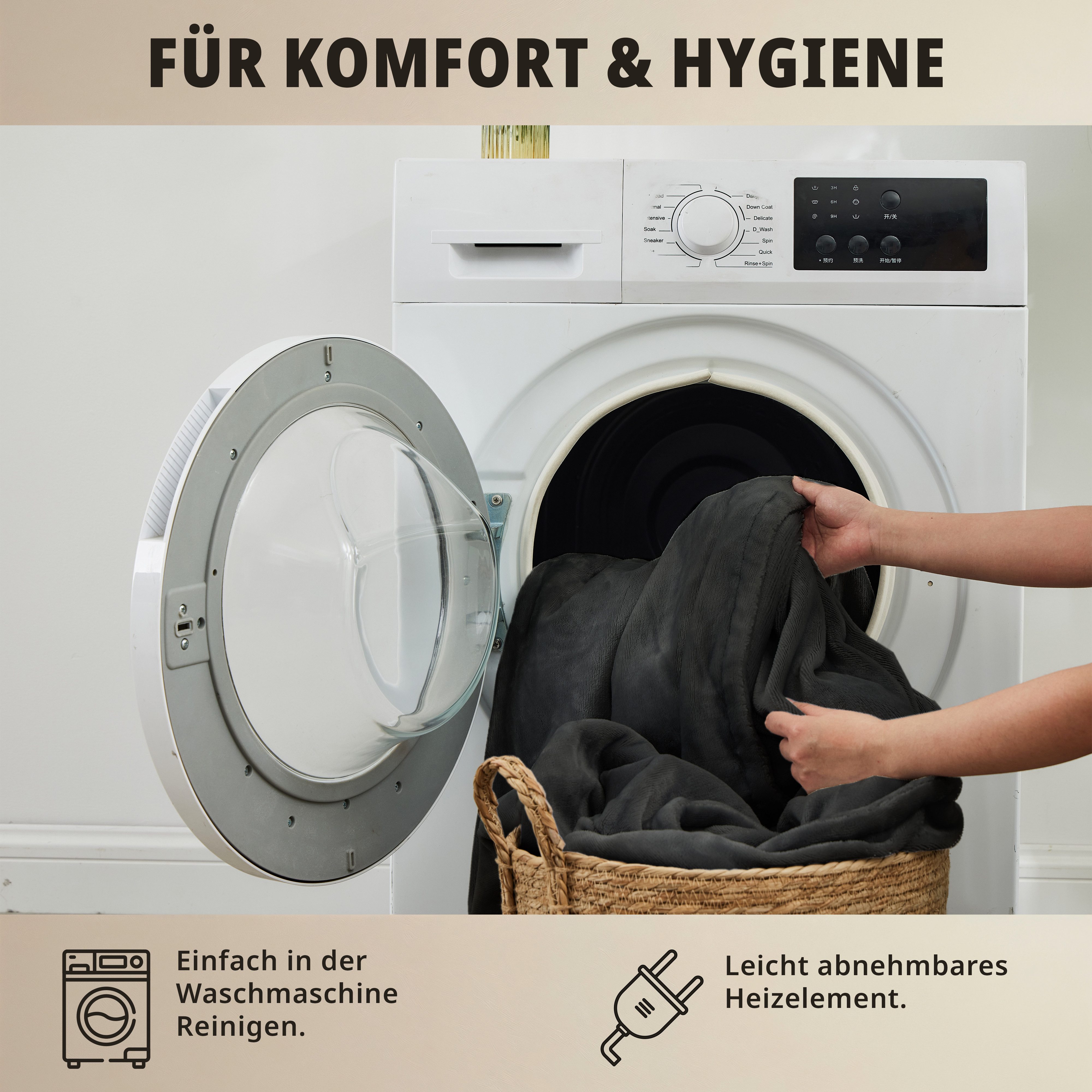 Grafner Heizdecke Heizdecke Wärmedecke Fleece Elektro 180x130cm verschiedene Farben, elektronisch geregelte Temperaturstufen