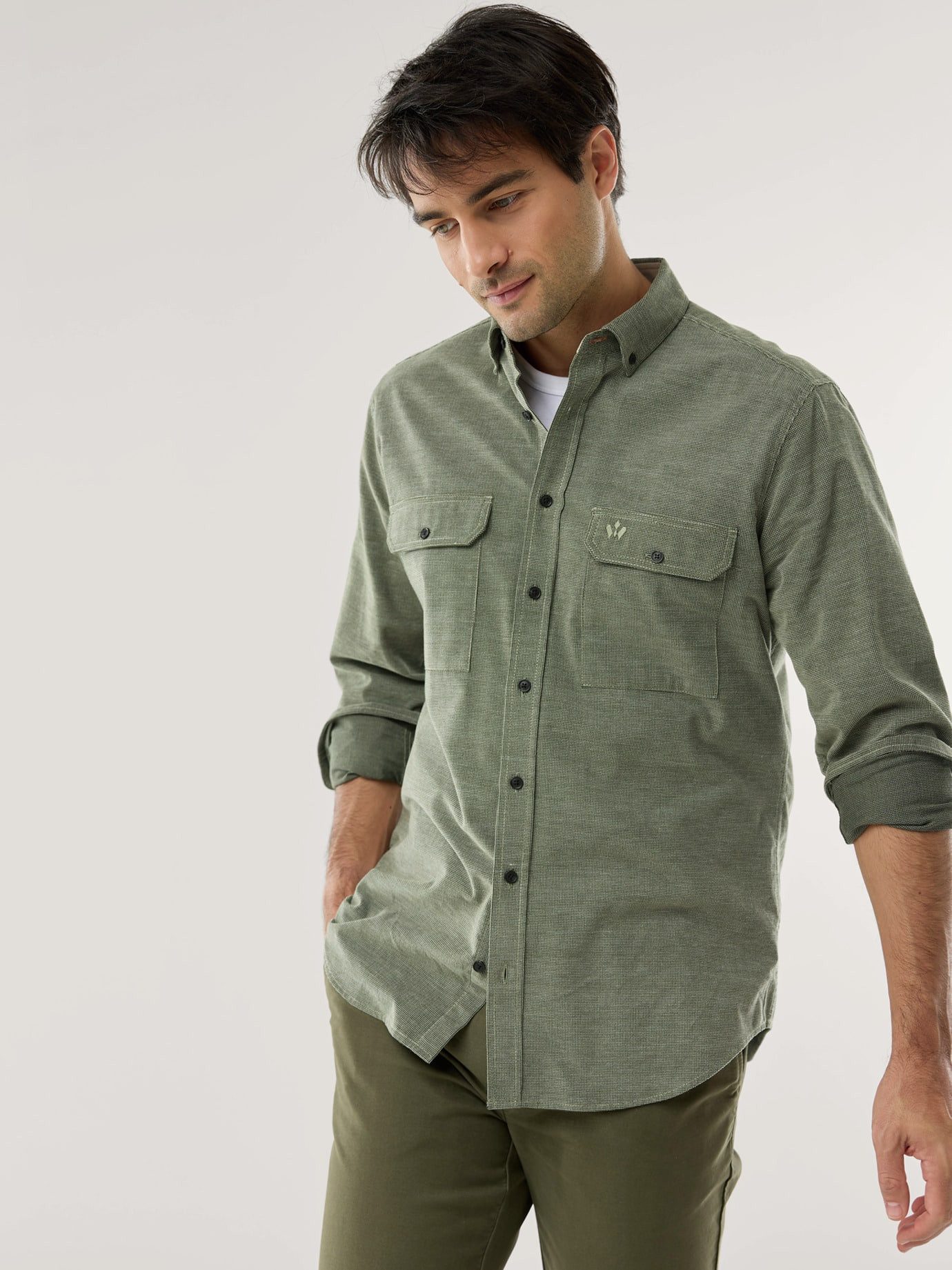 Walbusch Hemdjacke Herren Soft-Cord Overshirt Regular Fit Langarm Baumwolle Waffelcord-Cordhemd, weich & wärmend, Kent-Kragen, waschmaschinenfest