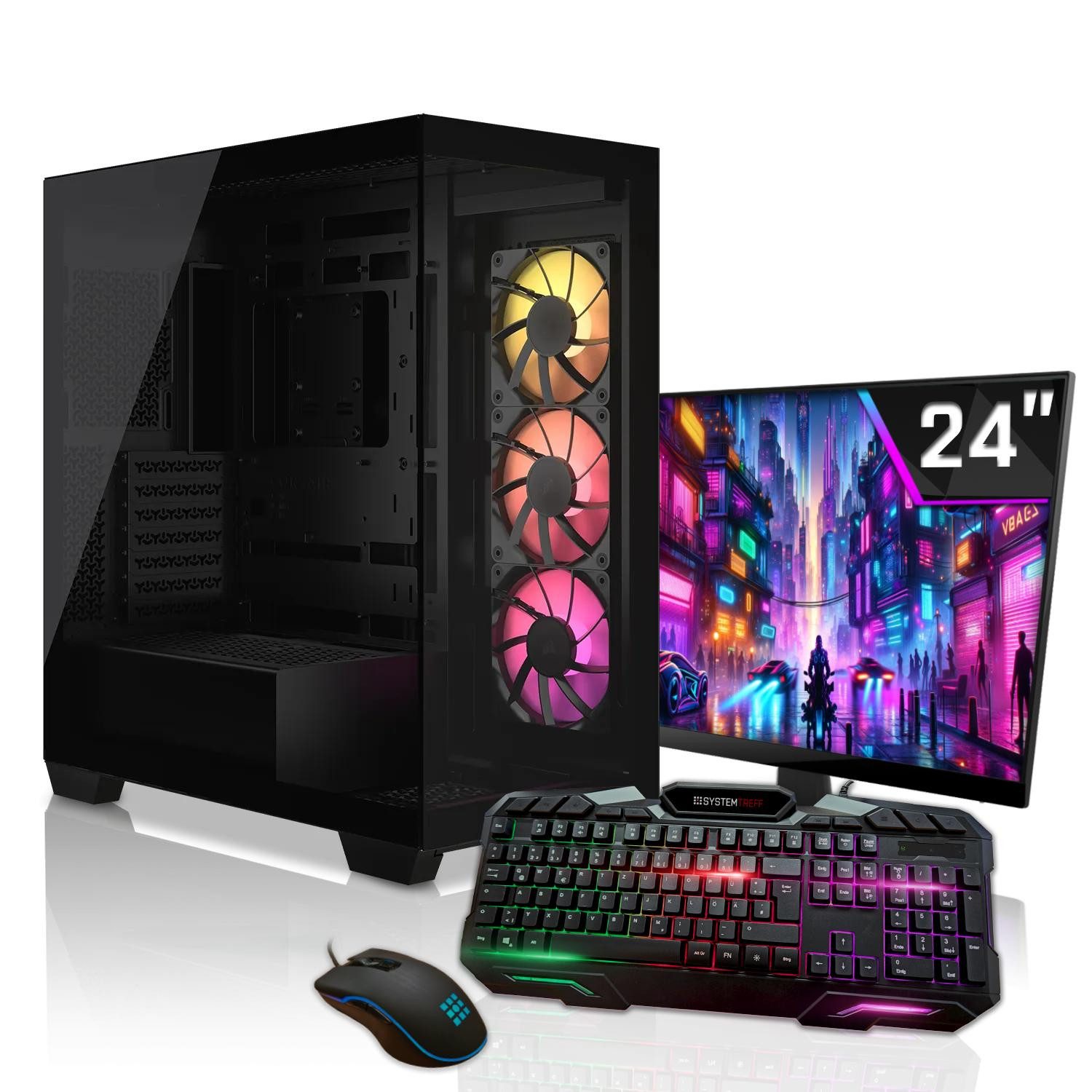 SYSTEMTREFF Basic Gaming-PC-Komplettsystem (24", AMD 9600X 9600X, Radeon RX 6500 XT, 16 GB RAM)