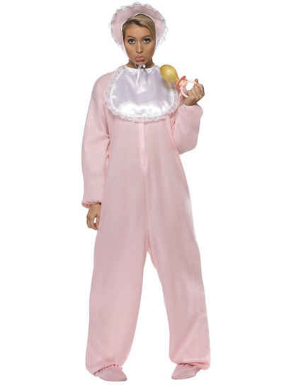 Smiffys Kostüm Strampler für Erwachsene rosa, Strampelanzug für Riesenbabys
