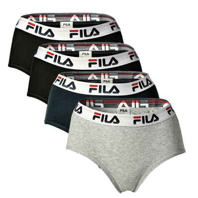 Fila Panty Damen Hipster - 4er Pack Slip, Logo-Bund, Cotton