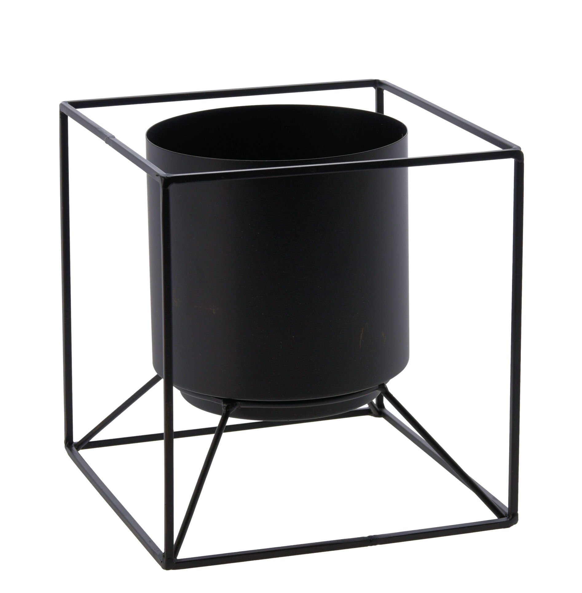 Spetebo Blumentopf Blumentopf im Halter 19x18x18 cm schwarz (Packung