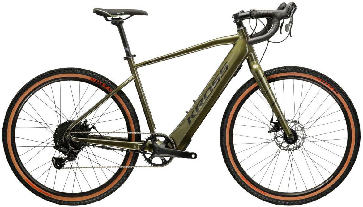 Kross E-Bike Gravelbike E-Gravel Bike Esker Hybrid 2.0 28" khaki, 11 Gang microSHIFT Advent X M6205 Schaltwerk, Kettenschaltung, Heckmotor, 349,2 Wh, Pedelec, Elektrofahrrad für Herren