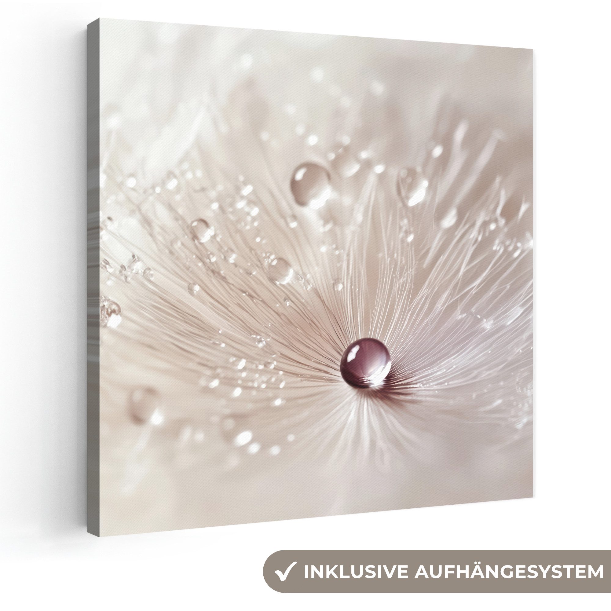 OneMillionCanvasses® Leinwandbild Blume - Abstrakt - Weiß - Wasser - Natur, Fotodruck (1 St), Wandbild, Deko Schlafzimmer Wohnzimmer Flur 20x20 cm