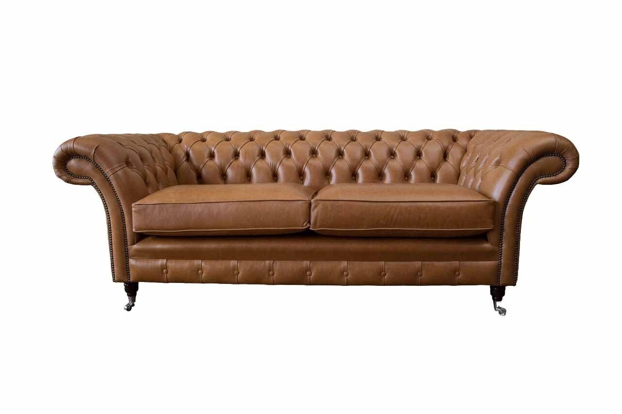 JVmoebel Sofa Sofa 3 Sitzer Leder Sofas Couch Polster Wohnzimmer Chesterfield, Made In Europe