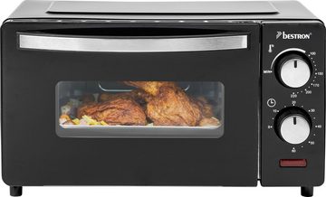 bestron Minibackofen AOV9 kompaktes Gerät, 800 Watt, Schwarz