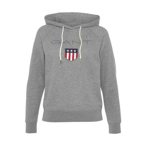 Gant Sweatshirt GANT SHIELD SWEAT HOODIE mit großer Label-Applikation vorne