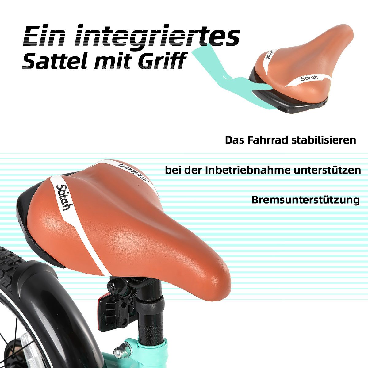 JOYSTAR Kinderfahrrad Totem 12/14/16/18/20 Zoll Kinderfahrrad für 3-13 jährige Jungen, mit Stützräder, Kotflügel, Front and rear dual brakes, Reflektorplatte – Bild 5 von 5
