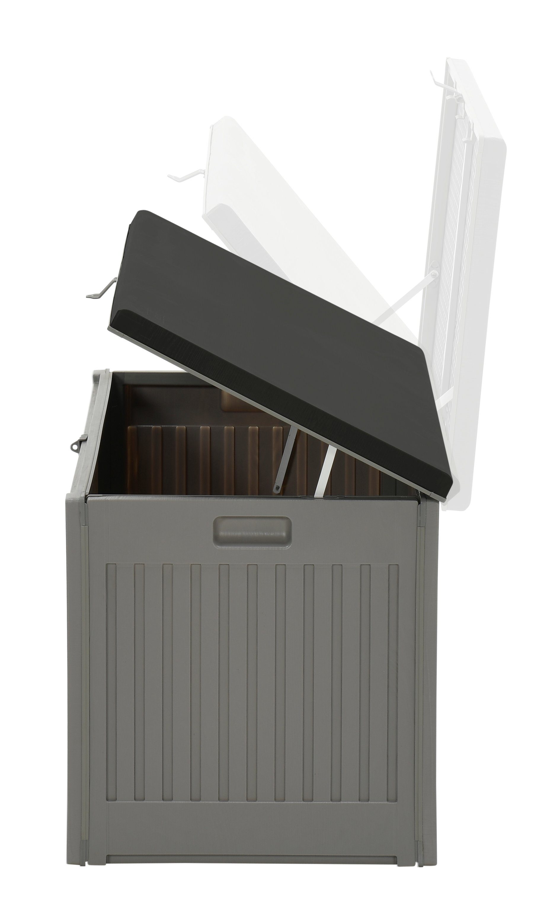 Garden Impressions Auflagenbox Jersey 270 Liter Kissenbox Gartenbox Aufbewahrungsbox Garten (Jersey Kissenbox 270 Liter, 1 St., Jersey Kissenbox 270 Liter), Deckel mit Hubautomatik wetterfest abschließbar