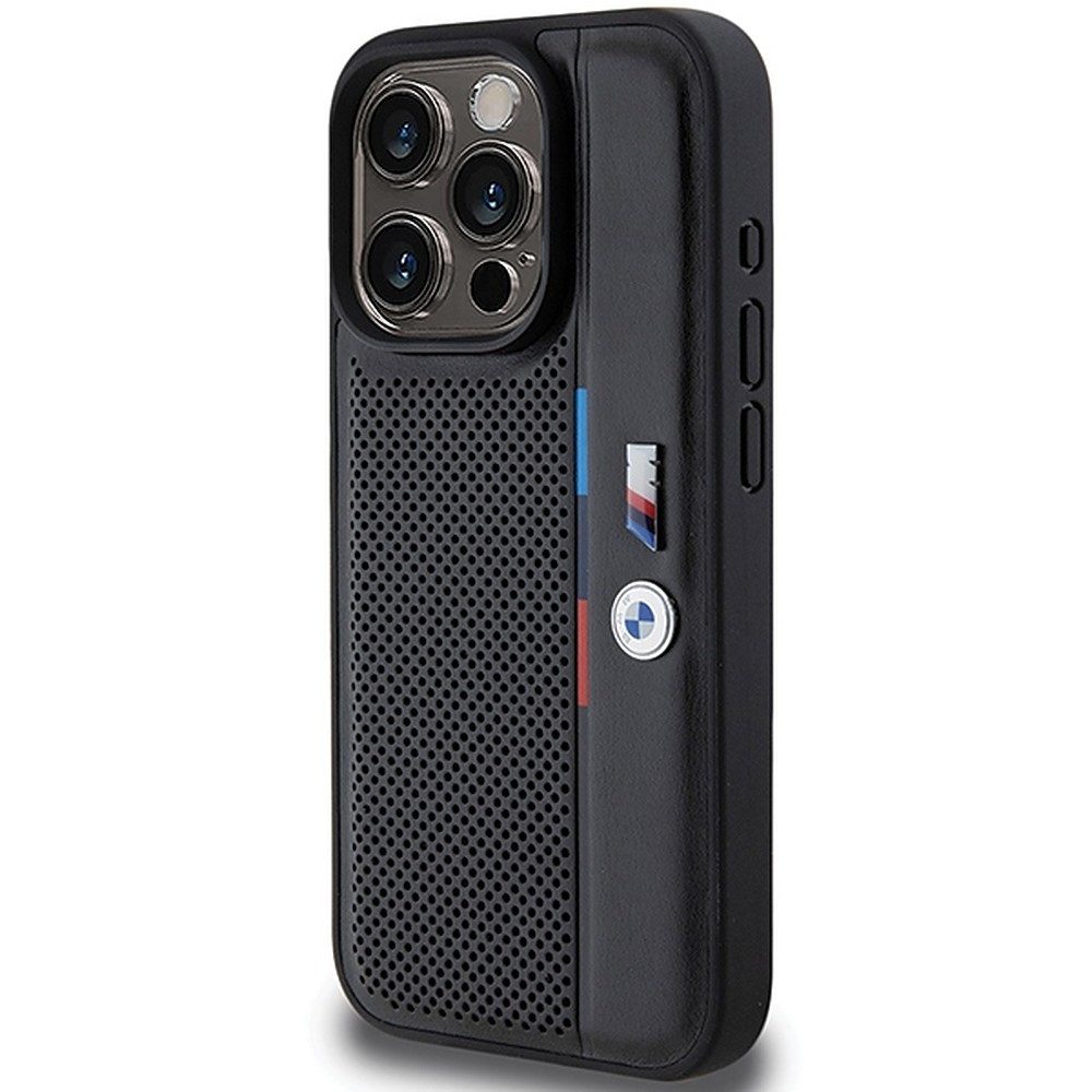 BMW Handyhülle Schutzhülle Case 6,1 Zoll, Öko-Leder, Perforation, Tricolor-Linie
