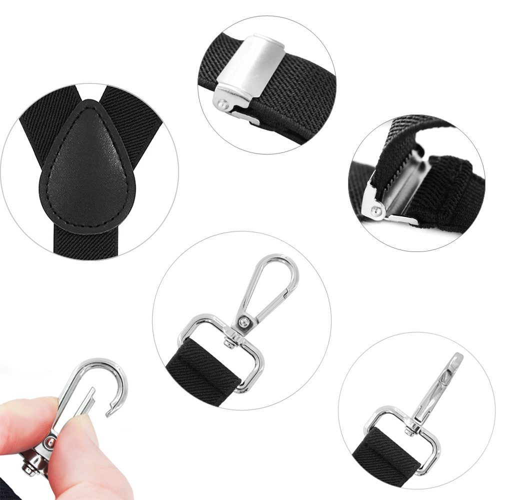 axy Hosenträger Herren Hosenträger 3 robusten Karabiner Verschluss 2,5 cm breit Y-Form verstellbar und elastisch 120cm Lang