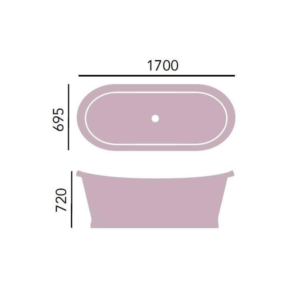Thumbnail - Casa Padrino Badewanne Luxus Gusseisen Badewanne Carbonfarben / Weiß 170 x 68 x H. 69.5 cm - Gebogene freistehende Badew...