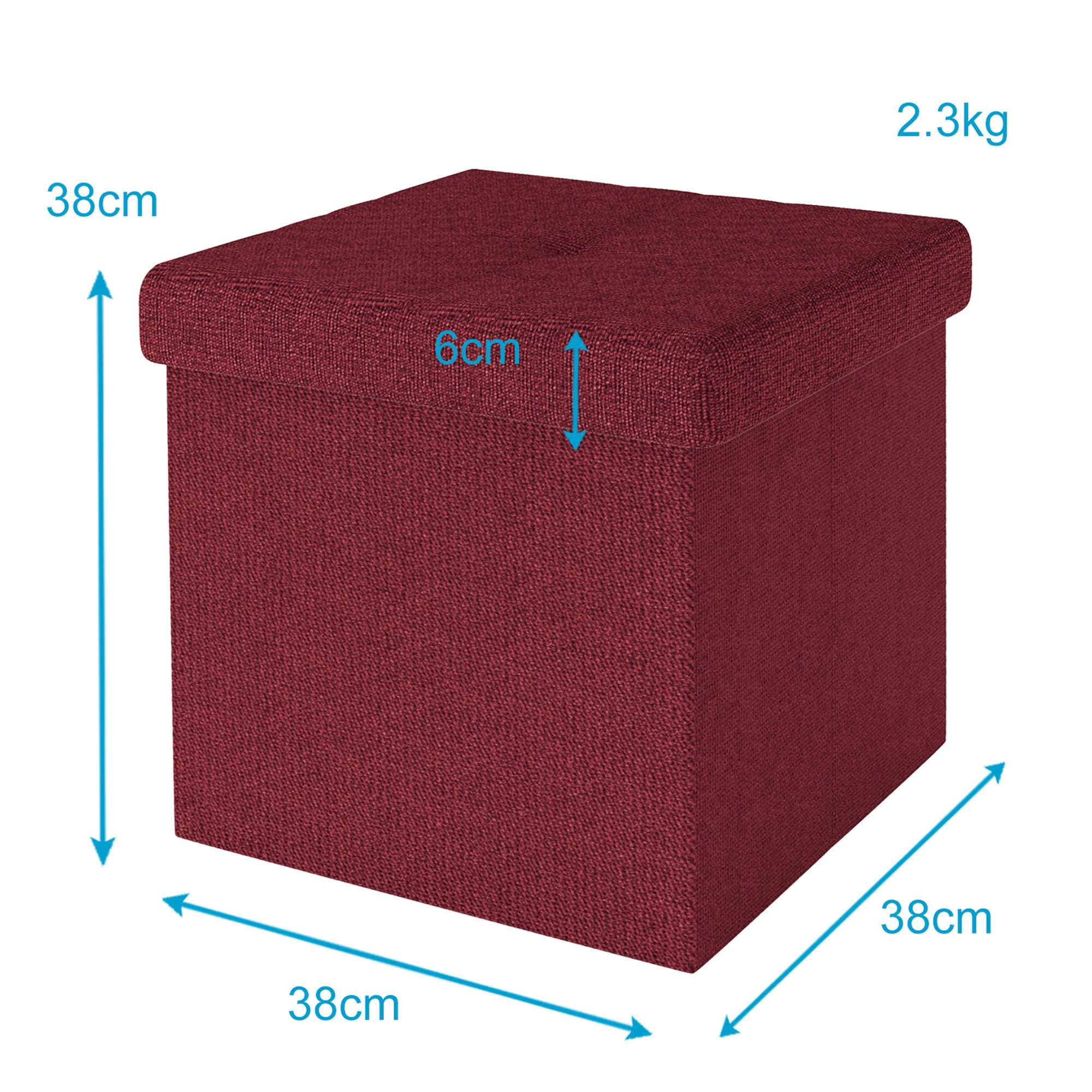 Intirilife Sitzhocker (Sitzwürfel mit Stauraum 38x38x38 cm in GRANAT ROT - günstig online kaufen