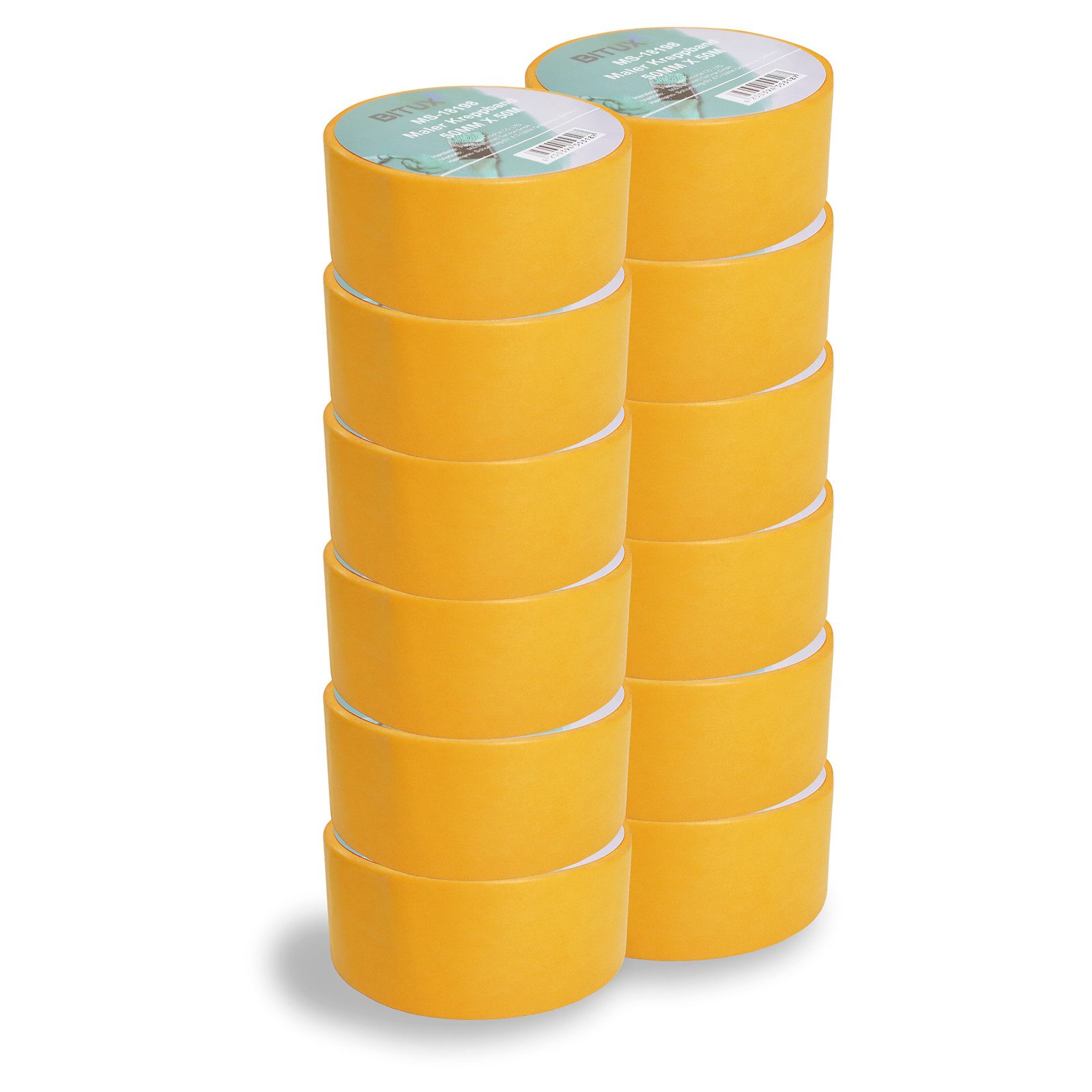 Bituxx Kreppband 12x Maler Kreppband 50 mm (Spar-Set, 12-St., MS-18418)
