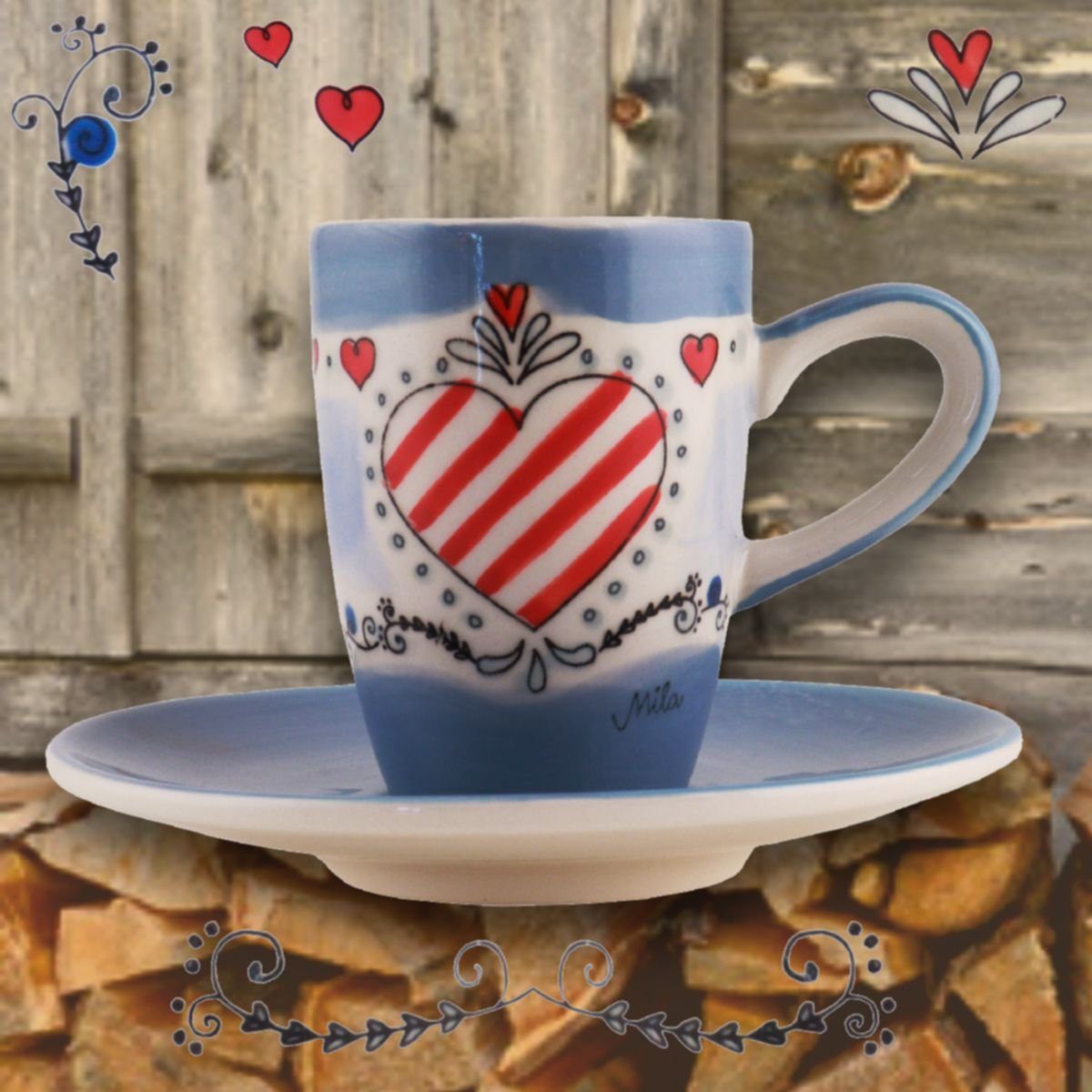 Mila Espressotasse Mila Keramik Espresso-Tasse mit Untere Good Times, Keramik