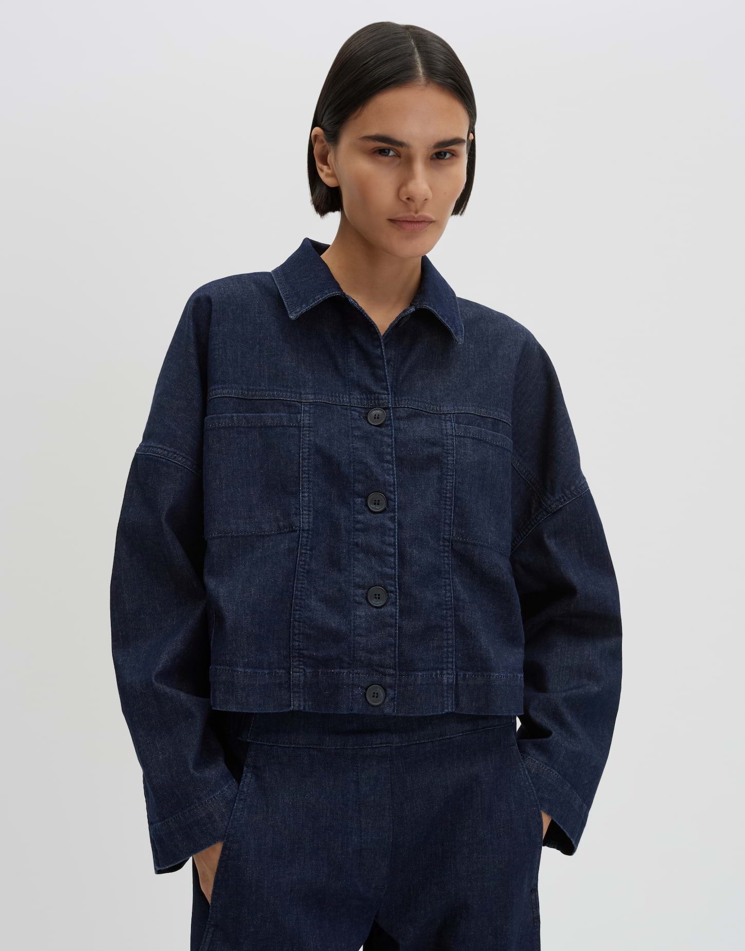someday Jeansblazer Jeansjacke aus BCI Cotton Mix Loose Fit Elastische Qualität für hohen Tragekomfort