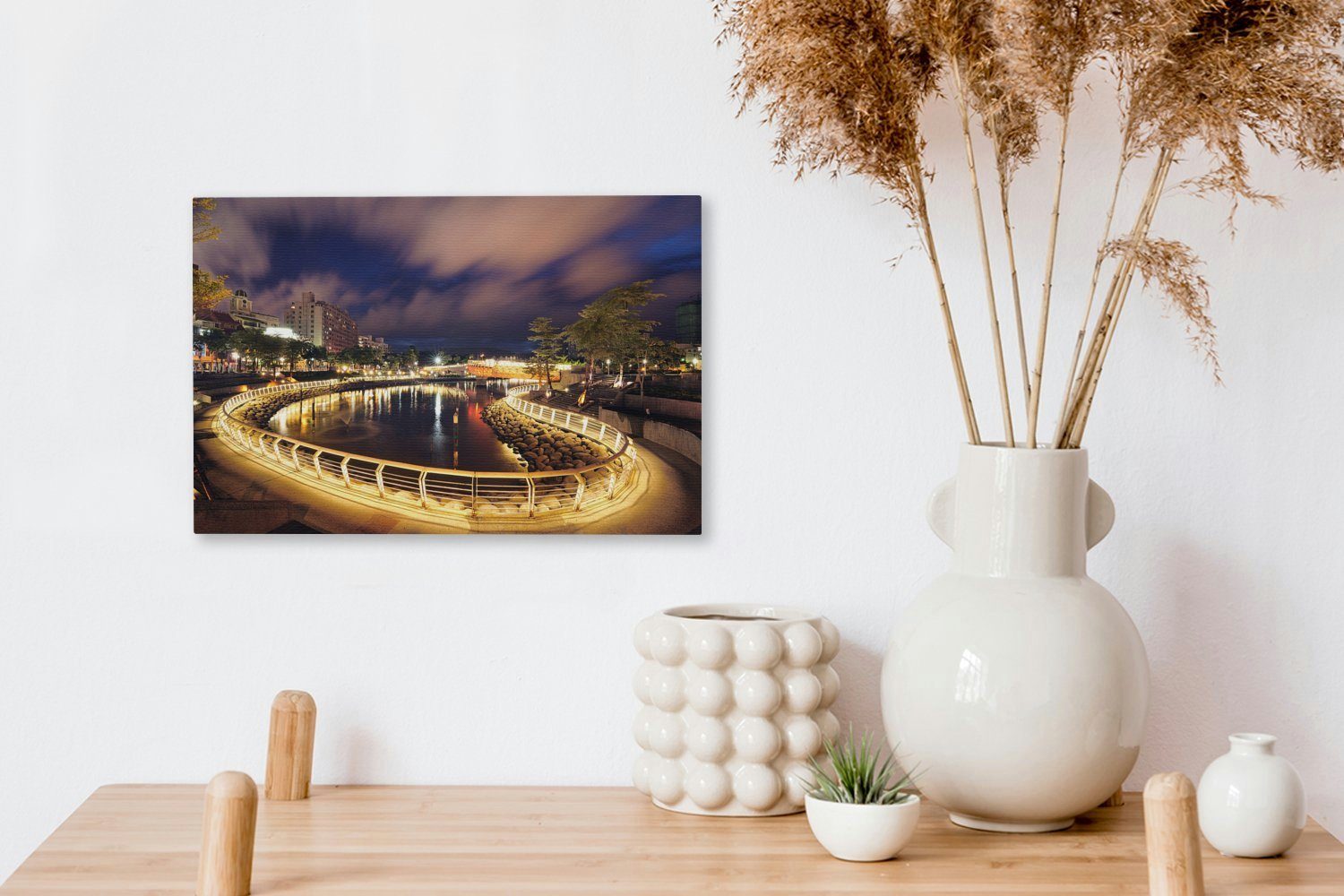 OneMillionCanvasses® Leinwandbild Wandbild Taiwan, Wolkenformationen 30x20 Aufhängefertig, dem St), Love River Leinwandbilder, cm über Wanddeko, (1 in