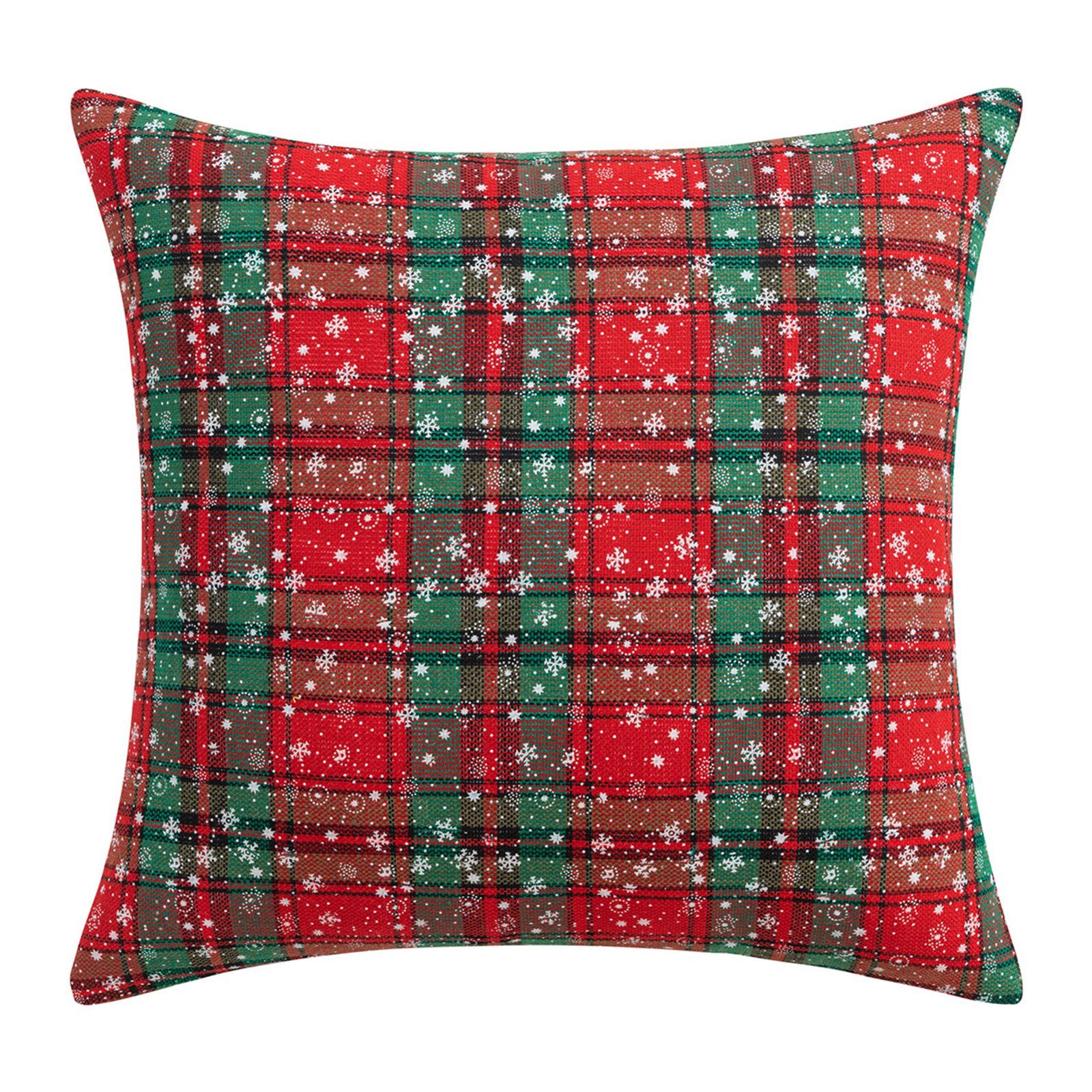 Kissenbezug 45x45cm, Weihnachtsmotiv, Schneeflocke, kariert, für Bett Sofa Party, Rosnek #3