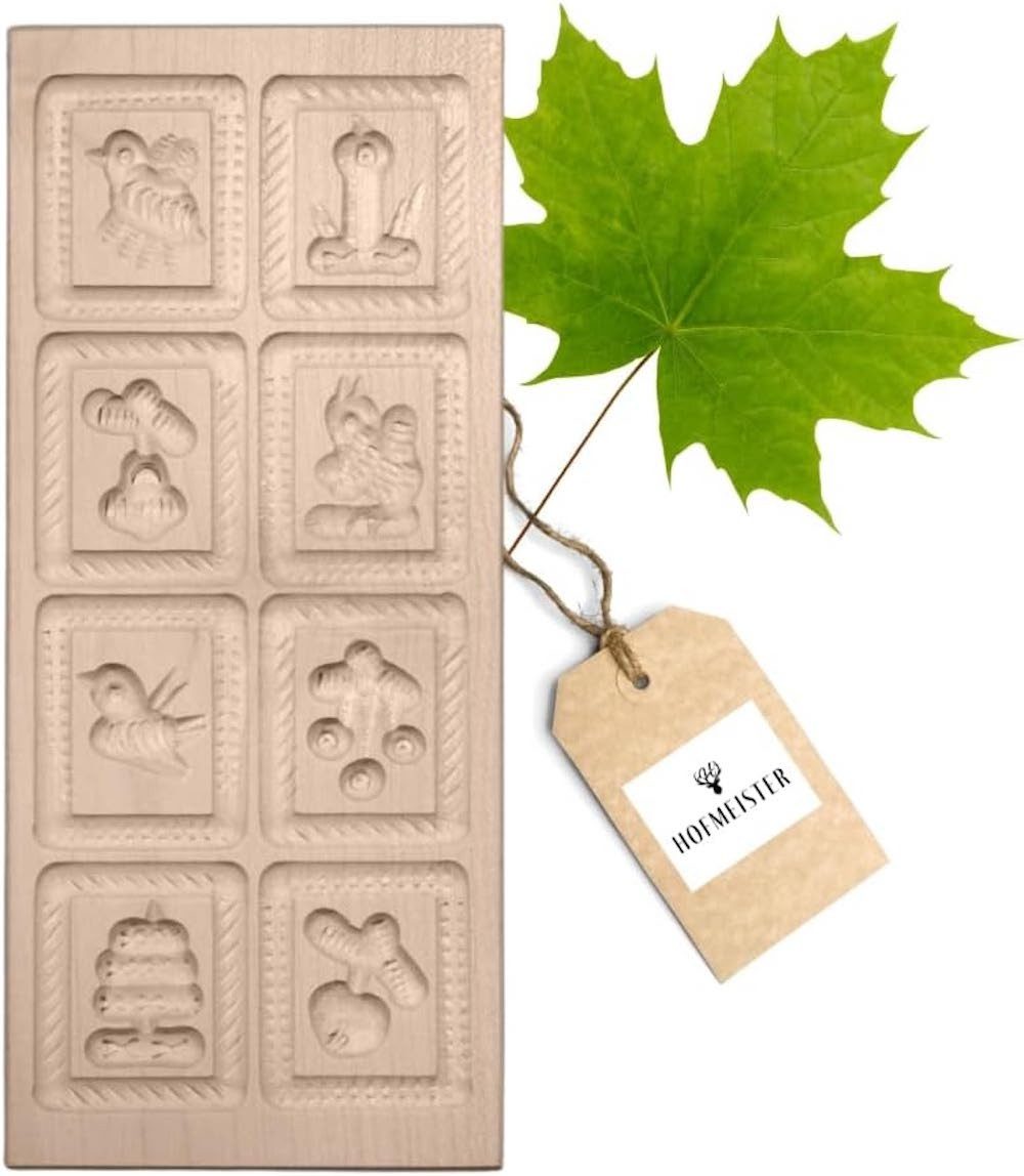 Hofmeister Ausstechform Anisgebäckform 8 Bilder Backform Keksaustecher Anisplätzchen, Ahornholz
