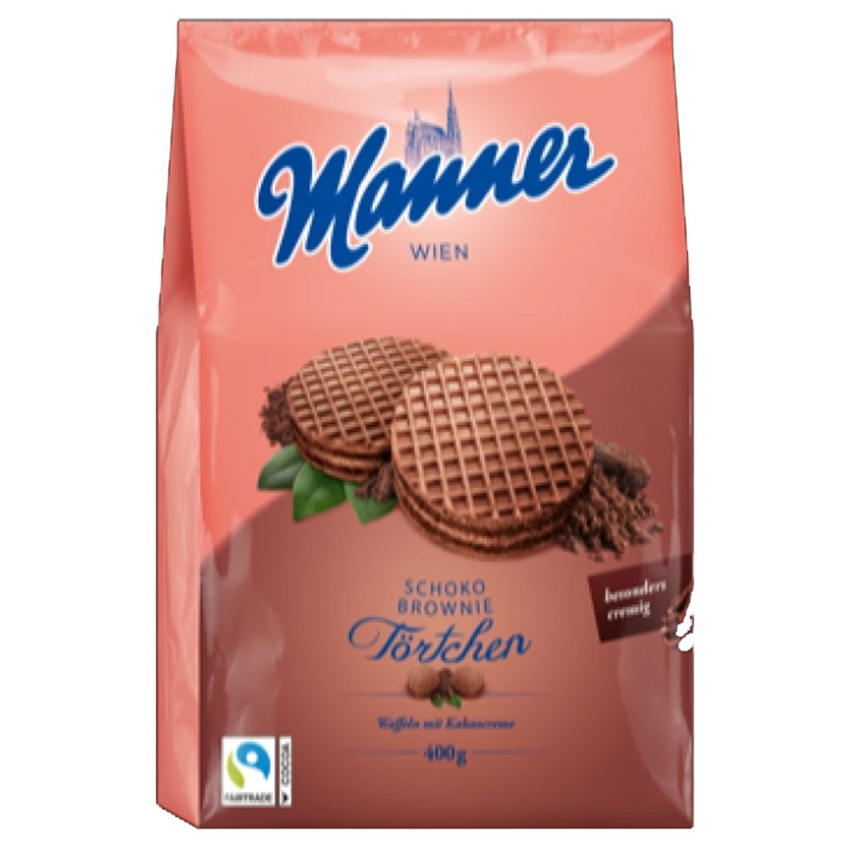 Manner Kekse, Manner Törtchen Schoko Brownie Waffeltaler mit Kakaocremefüllung 400g