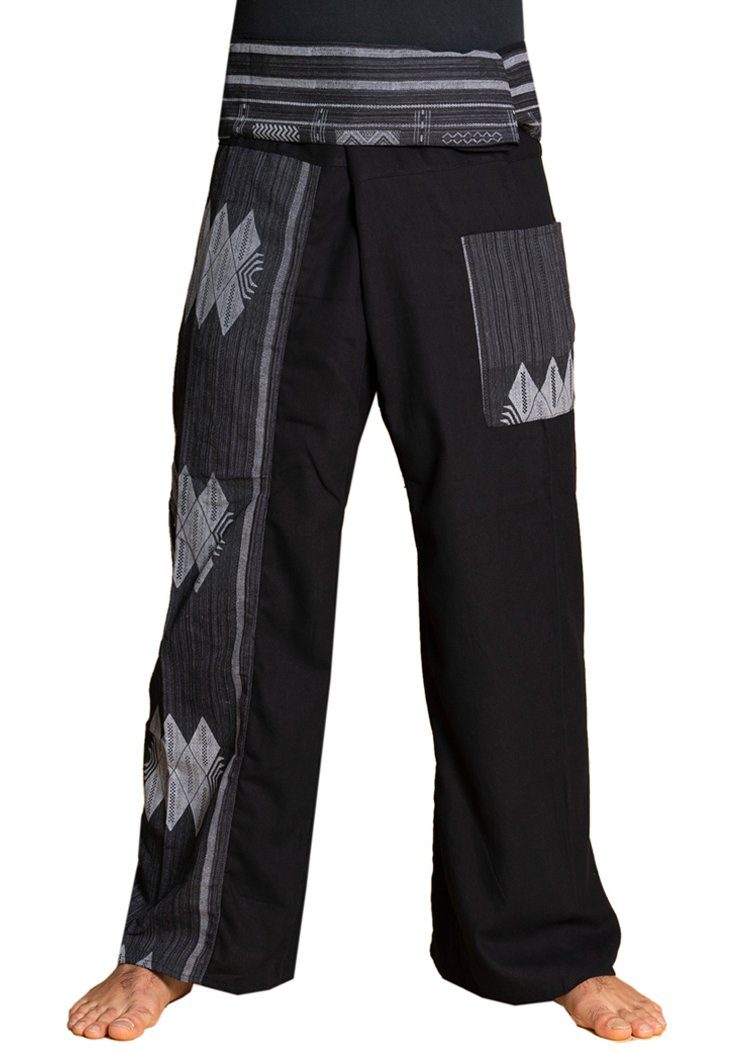 Wellnesshose Thai Fischerhose aus Baumwolle - bequeme Unisex Wickelhose - Yogahose