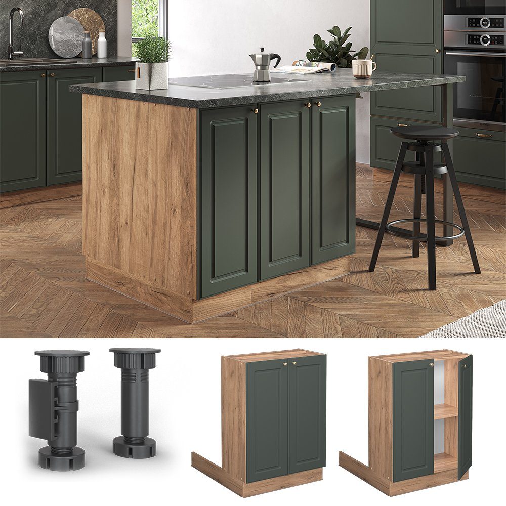 Vicco Unterschrank Fame-Line, Grün-Gold Landhaus/Eiche, 60 günstig online kaufen