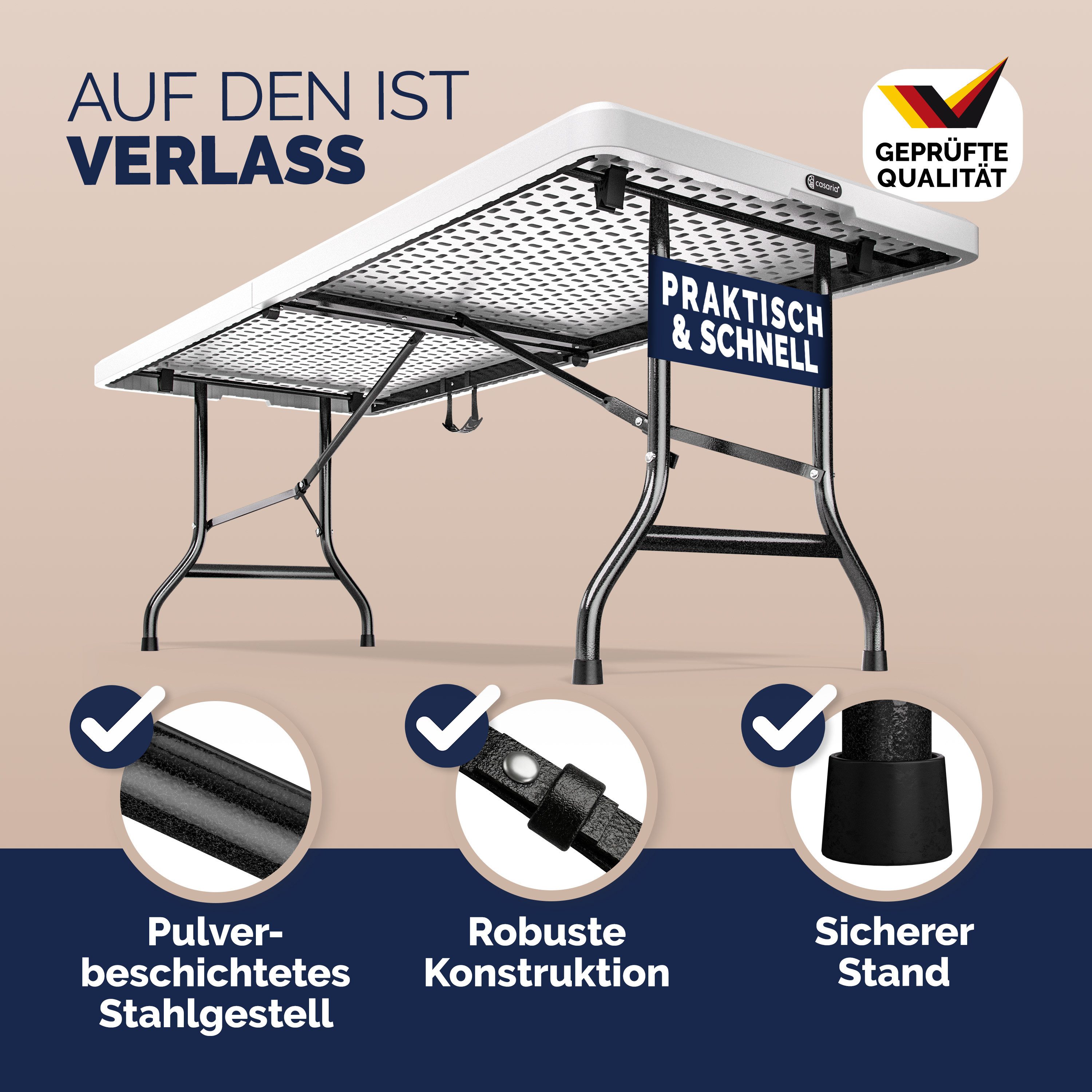 Casaria Gartentisch (2-St), 180x75cm Klappbar 2er Set Wetterfest Garten Camping Buffettisch Party
