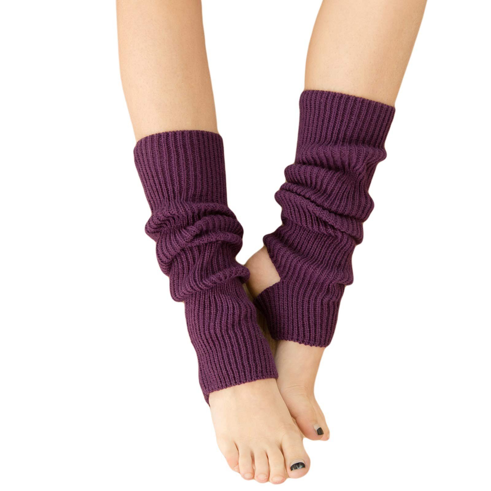 Winter POCHUMIDUU Beinstulpen extra Beinstulpen Yoga, Tanzen, Mädchen/Damen für für weiche, 2-St), (set, Gestrickte Ballett-Beinstulpen lange violett